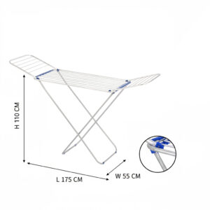 Cuisine Art 18M Aluminium Cloth Dryer with Iron Legs  Blue/Red (Assorted)| Foldable Clothes Drying Stand | Size 175×55×110 cm for Home & Balcony