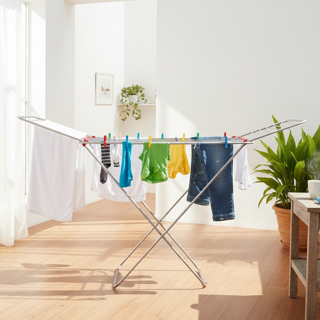 Cuisine Art 18M Aluminium Cloth Dryer with Iron Legs Blue/Red (Assorted)| Foldable Clothes Drying Stand | Size 175×55×110 cm for Home & Balcony - Image 4