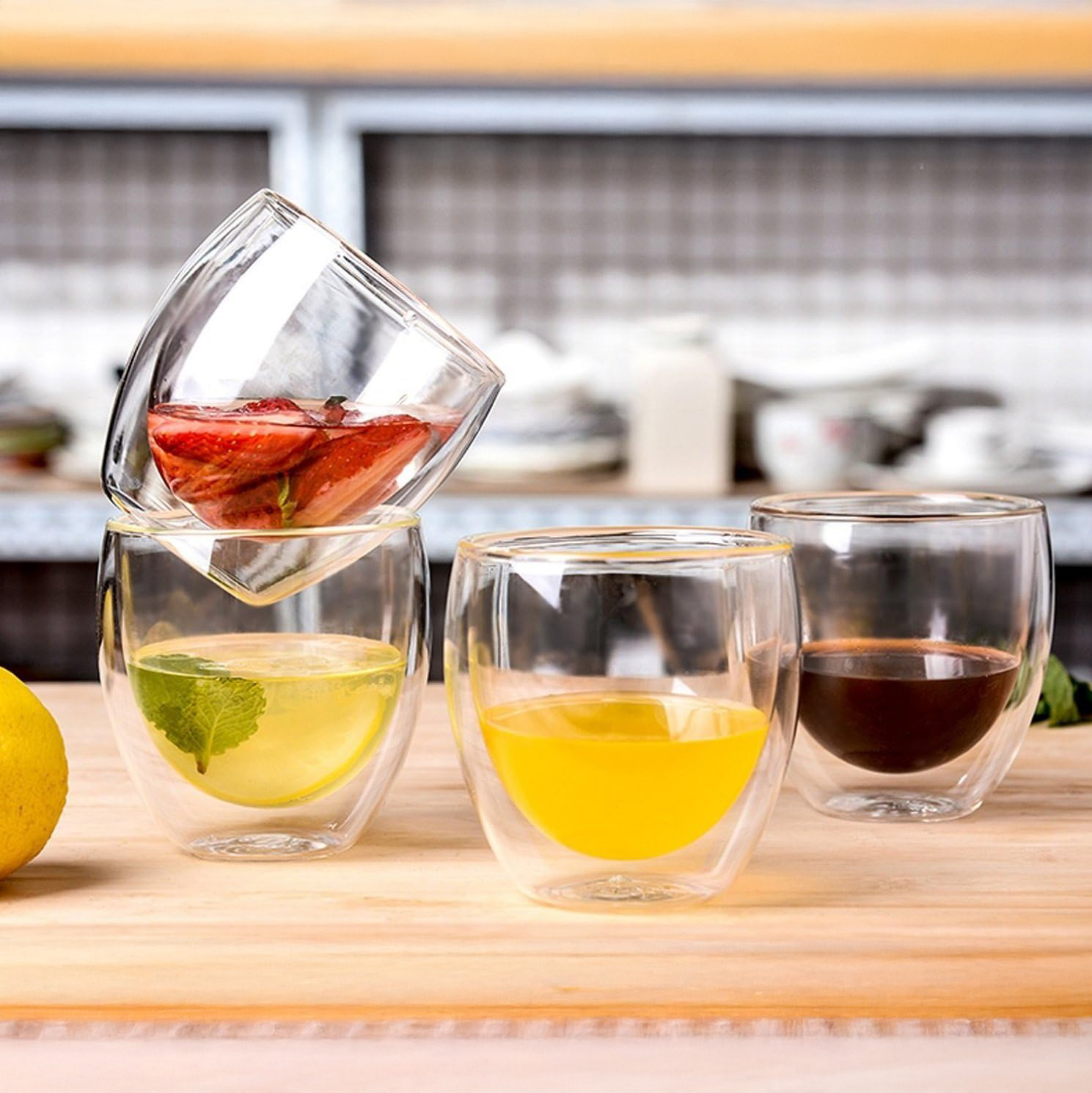 Cuisine Art Borosilicate Glass Double Wall Glass, 80ml Set of 4 | Transparent Heat-Resistant Espresso Tea Coffee Cups | Microwave & Dishwasher Safe Insulated Glassware - Image 2