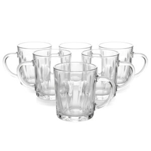 Cuisine Art Soda-Lime Glass Tea Mug 225ml Set of 6 | Transparent Tea Coffee Mugs for Hot & Cold Drinks | Clear Glass Cups for Home Kitchen Office Use