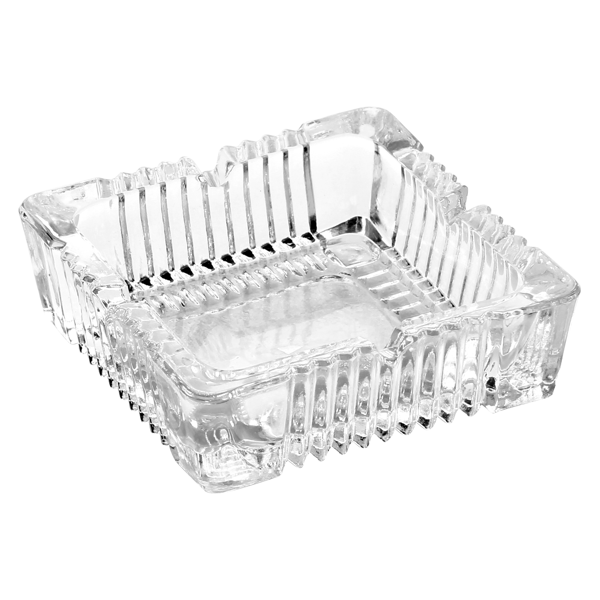 Cuisine Art Soda-Lime Glass 3 Inch Square Glass Ashtray Transparent | Heavy Clear Glass Ash Tray for Home Office Hotel Café | Durable Tabletop Smoking Accessory