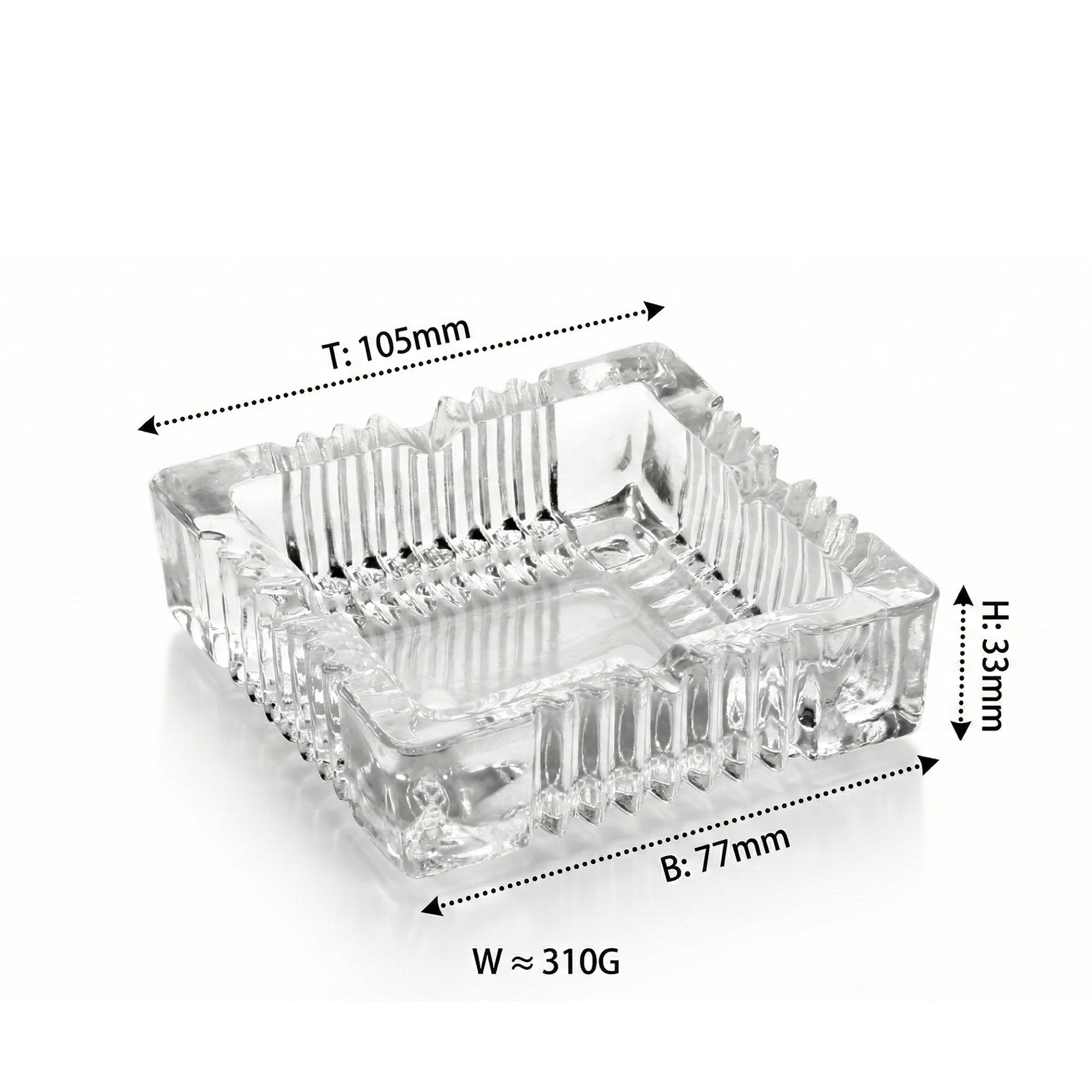 Cuisine Art Soda-Lime Glass 3 Inch Square Glass Ashtray Transparent | Heavy Clear Glass Ash Tray for Home Office Hotel Café | Durable Tabletop Smoking Accessory - Image 7