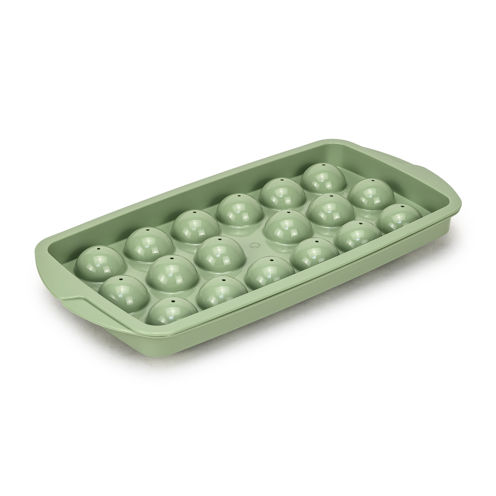 Herevin Polypropylene 18 Hole Round Ice Cube Tray, BPA Free Plastic Ice Cube Maker for Freezer, Easy Release Round Ice Mould for Drinks, Cocktails, Juice & Home Use Assorted (Green/Orange)