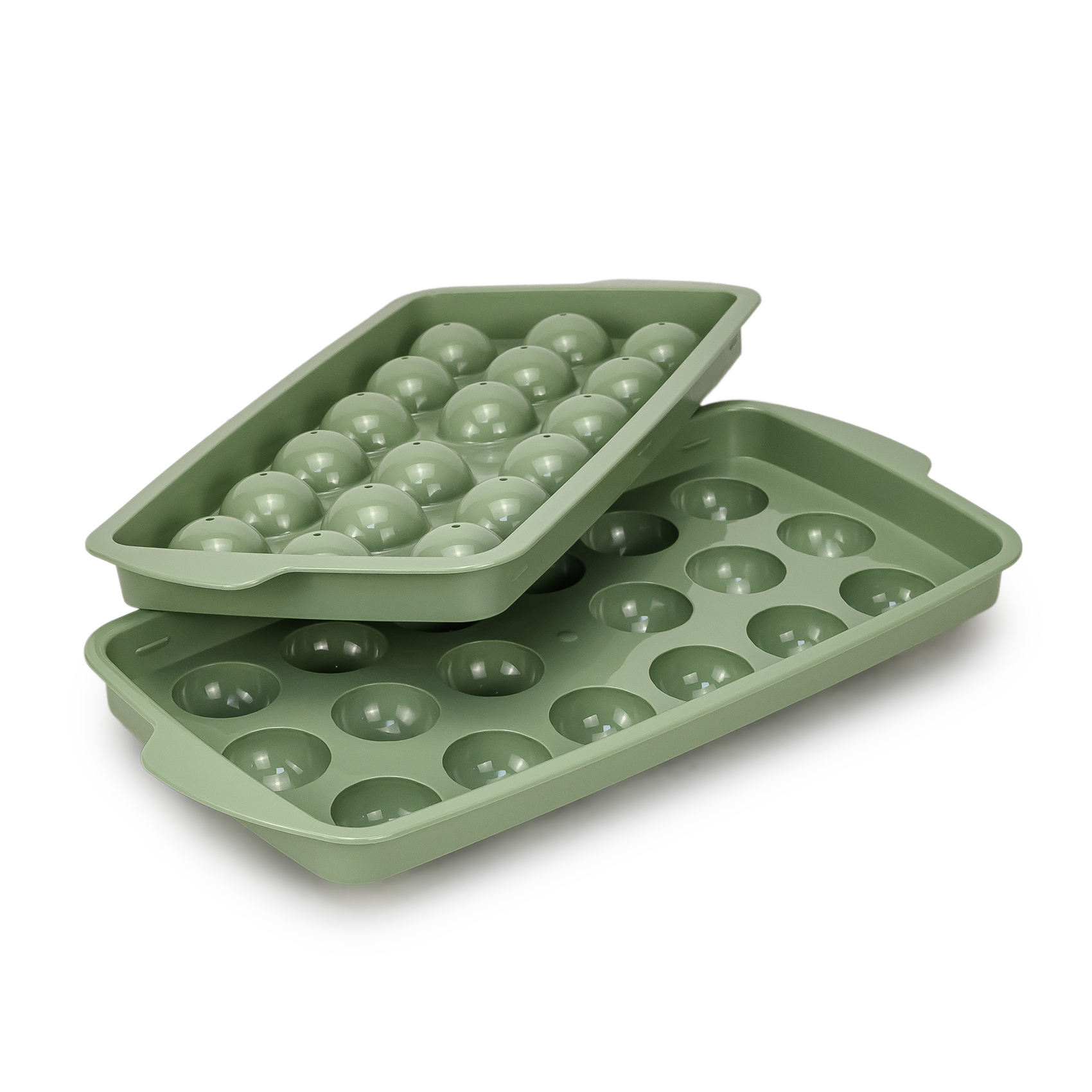 Herevin Polypropylene 18 Hole Round Ice Cube Tray, BPA Free Plastic Ice Cube Maker for Freezer, Easy Release Round Ice Mould for Drinks, Cocktails, Juice & Home Use Assorted (Green/Orange) - Image 4