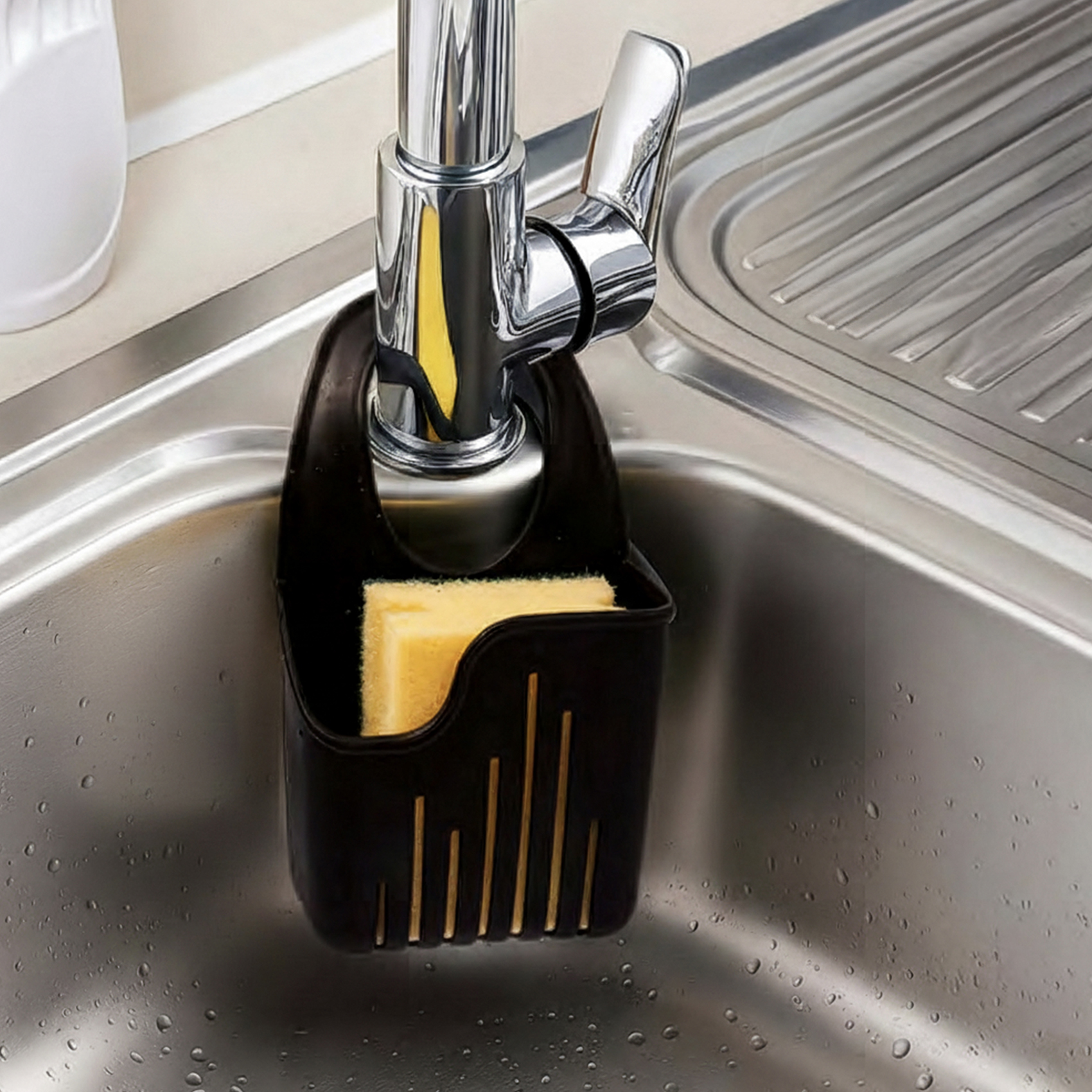 Herevin Polypropylene Sponge Holder Black/White (Assorted) | Kitchen Sink Sponge Organizer | Drainage Holder for Dishwashing & Cleaning Accessories - Image 4