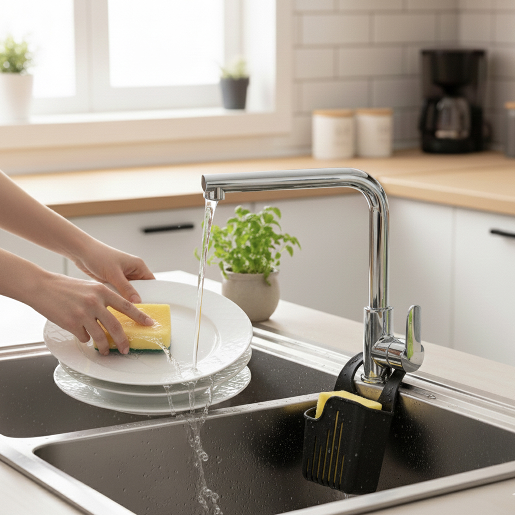 Herevin Polypropylene Sponge Holder Black/White (Assorted) | Kitchen Sink Sponge Organizer | Drainage Holder for Dishwashing & Cleaning Accessories - Image 6