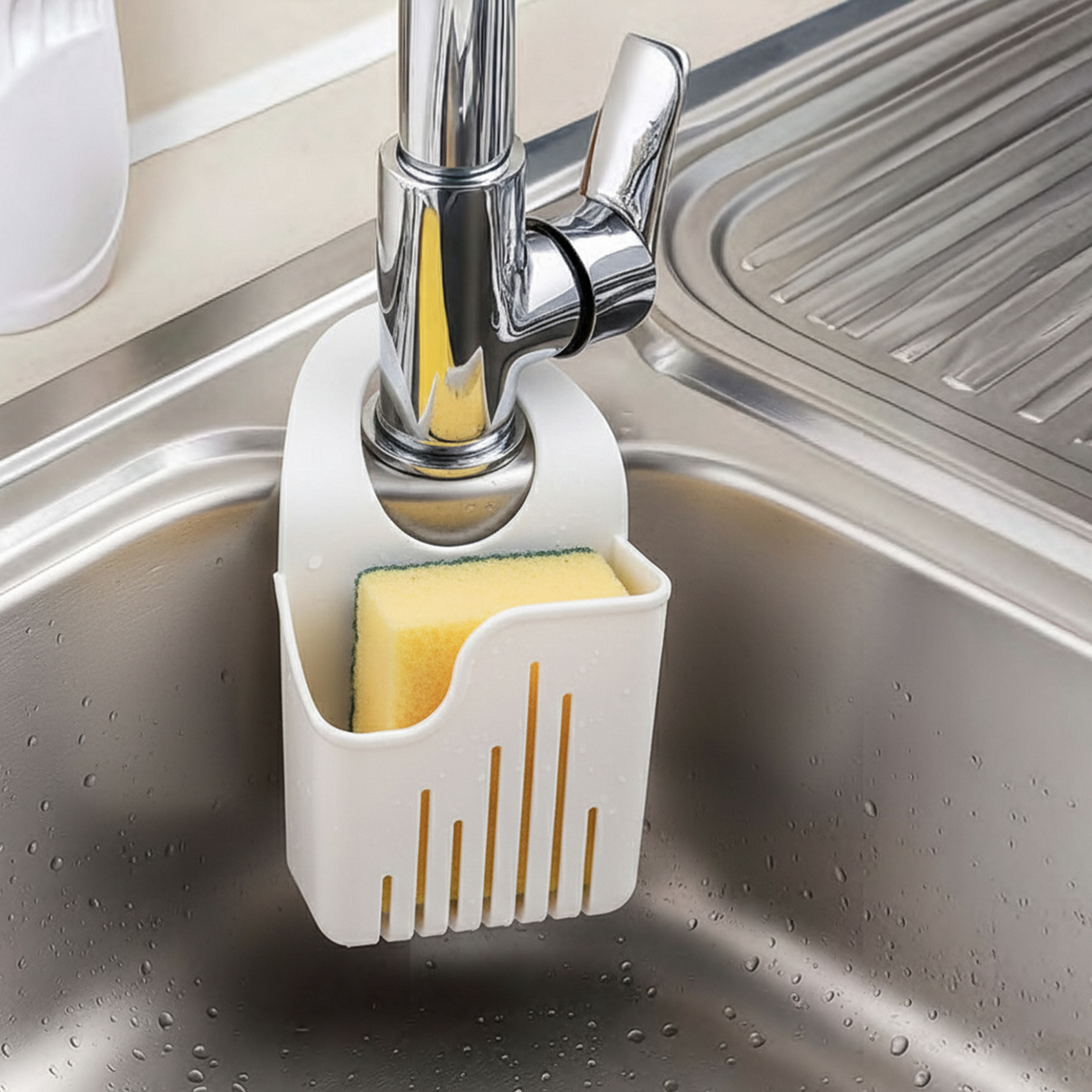 Herevin Polypropylene Sponge Holder Black/White (Assorted) | Kitchen Sink Sponge Organizer | Drainage Holder for Dishwashing & Cleaning Accessories - Image 3