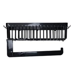 Herevin Polypropylene Shelf with Paper Towel Holder  Black/White (Assorted) | Wall Mounted Kitchen Shelf | Multi-Purpose Storage Rack for Kitchen & Bathroom