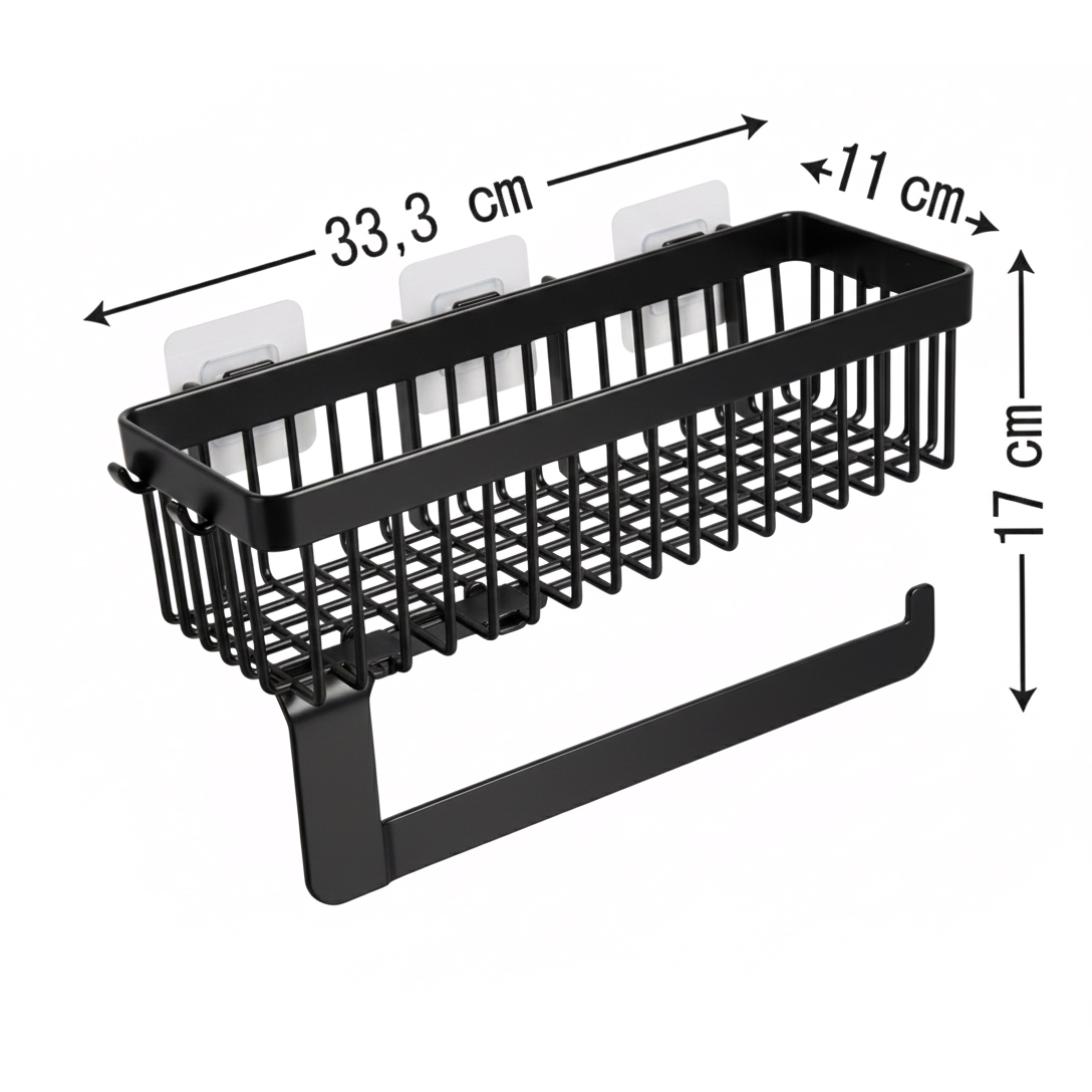 Herevin Polypropylene Shelf with Paper Towel Holder Black/White (Assorted) | Wall Mounted Kitchen Shelf | Multi-Purpose Storage Rack for Kitchen & Bathroom - Image 5