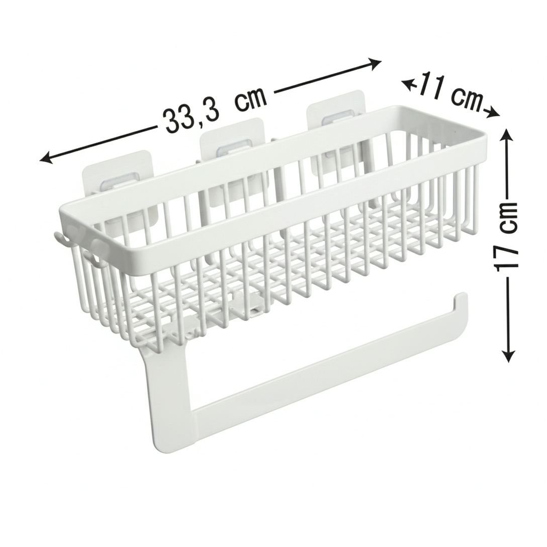 Herevin Polypropylene Shelf with Paper Towel Holder Black/White (Assorted) | Wall Mounted Kitchen Shelf | Multi-Purpose Storage Rack for Kitchen & Bathroom - Image 6