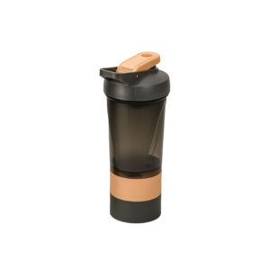 Herevin Polypropylene 500ml Gym Shaker Bottle with 2 Small Storage Containers, Leak-Proof Protein Shaker, BPA-Free Sports & Fitness Bottle for Gym, Workout, Supplements, Travel  Black (Assorted Cap)