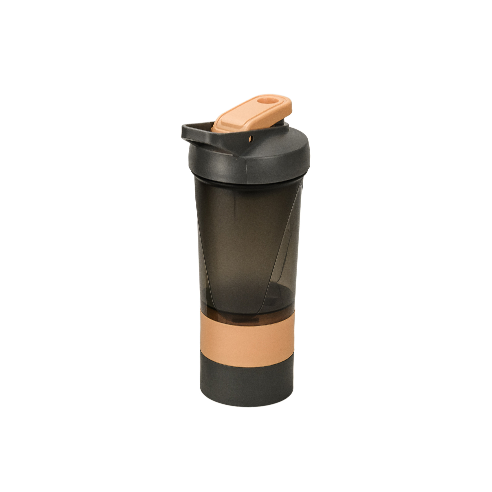 Herevin Polypropylene 500ml Gym Shaker Bottle with 2 Small Storage Containers, Leak-Proof Protein Shaker, BPA-Free Sports & Fitness Bottle for Gym, Workout, Supplements, Travel Black (Assorted Cap)