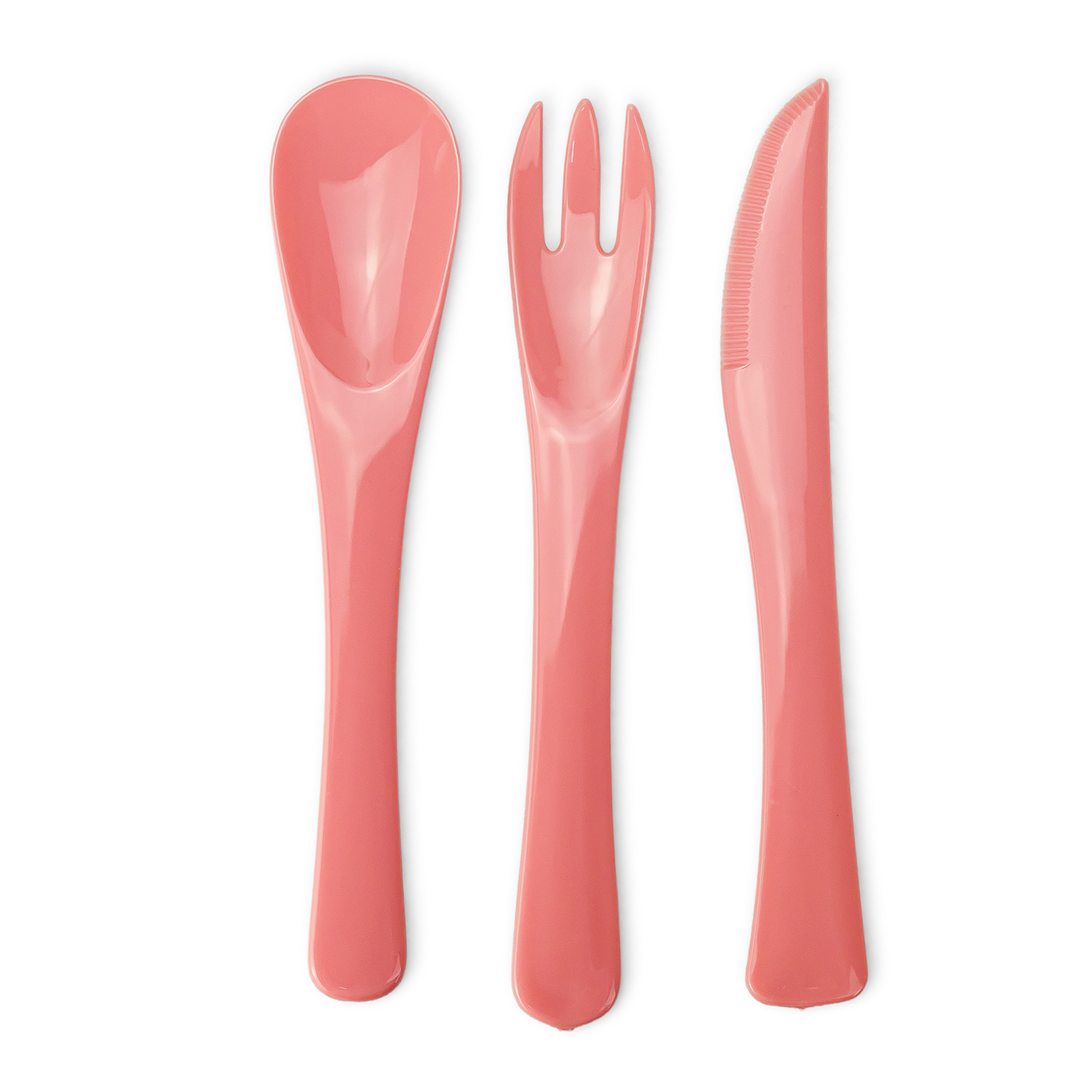Herevin Boxed Polypropylene Cutlery Set - Pink | 12 Pcs (4 Spoons, 4 Forks, 4 Knives + Storage Box) | Reusable Plastic Tableware for Home, Office, Travel & Kids