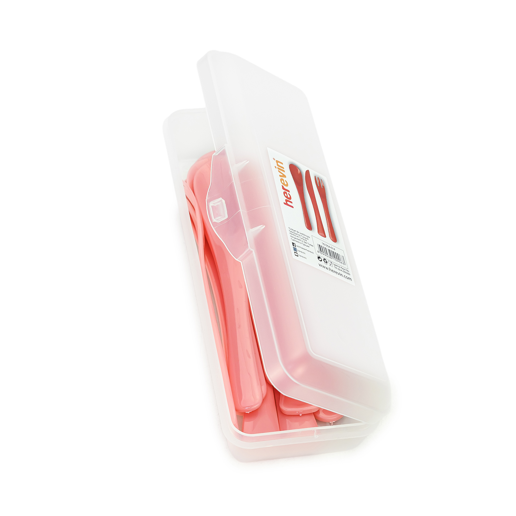 Herevin Boxed Polypropylene Cutlery Set - Pink | 12 Pcs (4 Spoons, 4 Forks, 4 Knives + Storage Box) | Reusable Plastic Tableware for Home, Office, Travel & Kids - Image 7