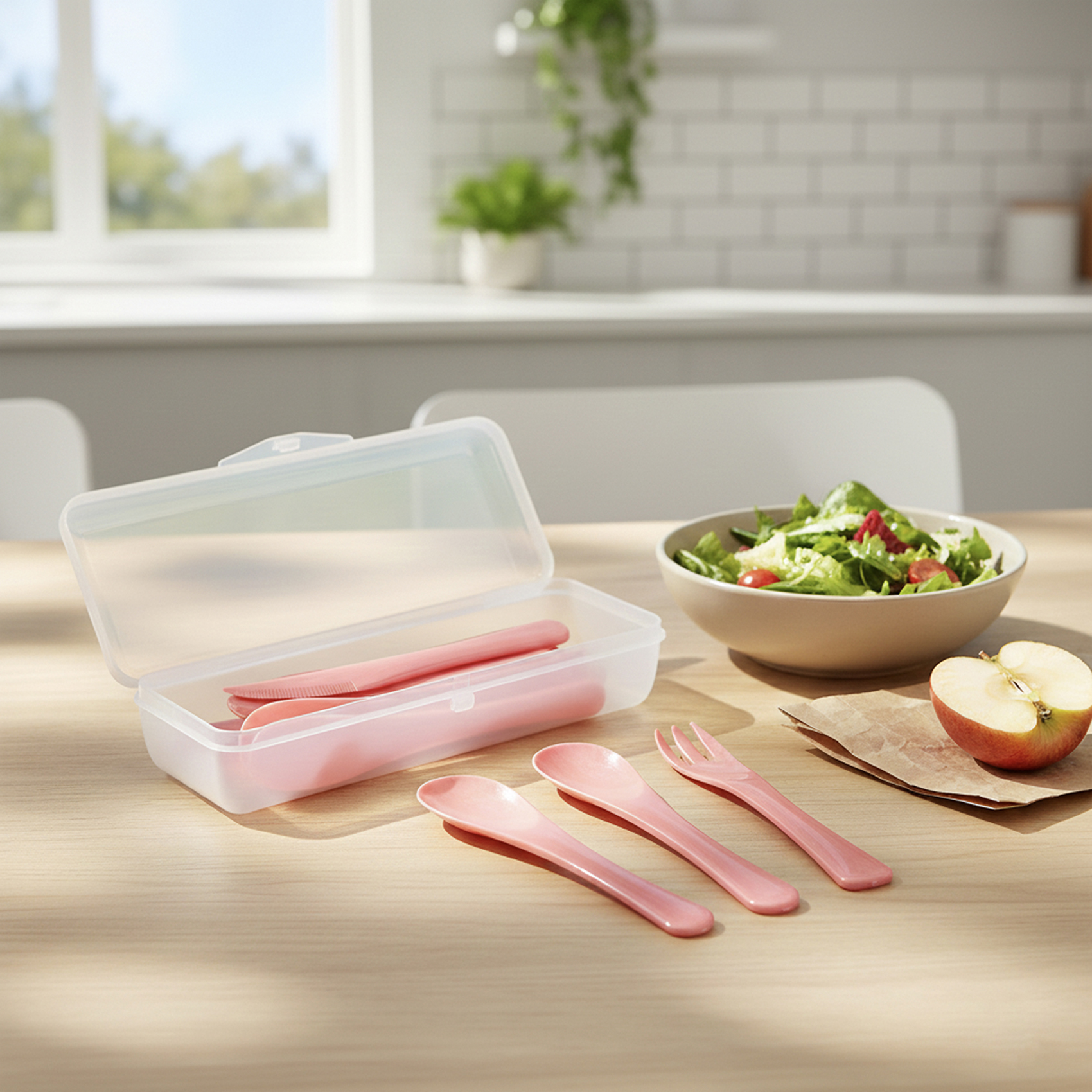 Herevin Boxed Polypropylene Cutlery Set - Pink | 12 Pcs (4 Spoons, 4 Forks, 4 Knives + Storage Box) | Reusable Plastic Tableware for Home, Office, Travel & Kids - Image 6