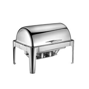Cuisine Art Stainless Steel Roll Top Chafing Dish 9 L without Window (1/1 GN) - Rectangular Silver Buffet Food Warmer for Hotels, Ramadan Iftar, Weddings, Catering & Festive Hosting