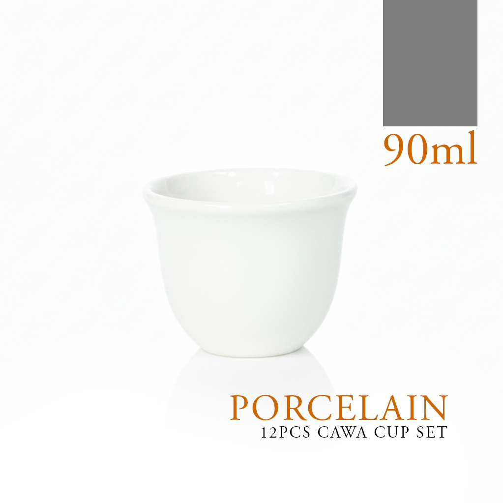 Shallow CAWA White Porcelain & Bone China Cups Set 12 PCS, 90ml Arabic Coffee & Espresso Cups | Minimalist White Gahwa Cups for Daily Use, Ramadan, Eid, Diwali, Coffee Station&Gifting - Image 5