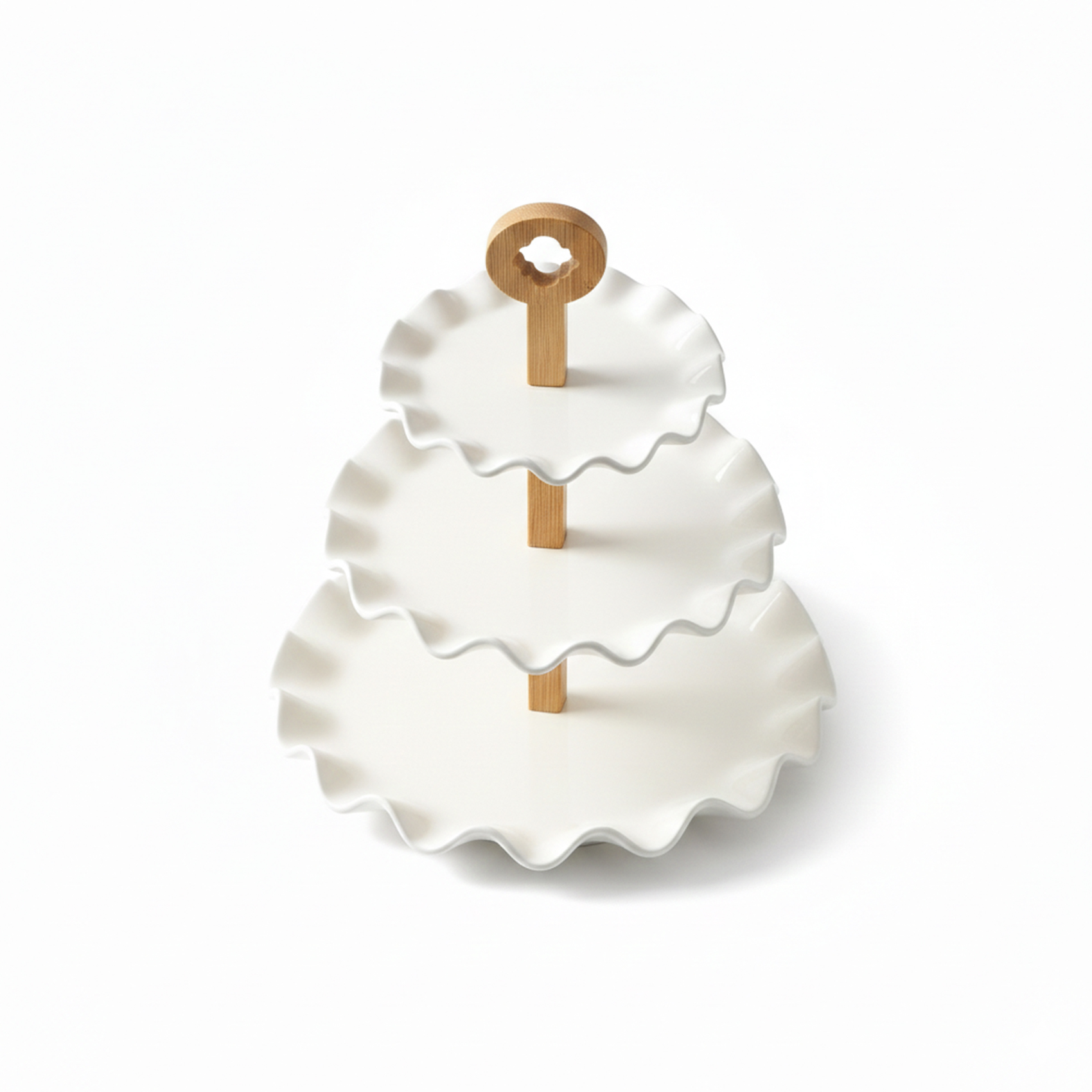 Shallow 3 Tier Porcelain Cake Stand 17cm + 24cm + 29cm White New Bone China Dessert & Serving Stand for Elegant Hosting, Ramadan, Eid, Weddings & Festive Celebrations - Image 3