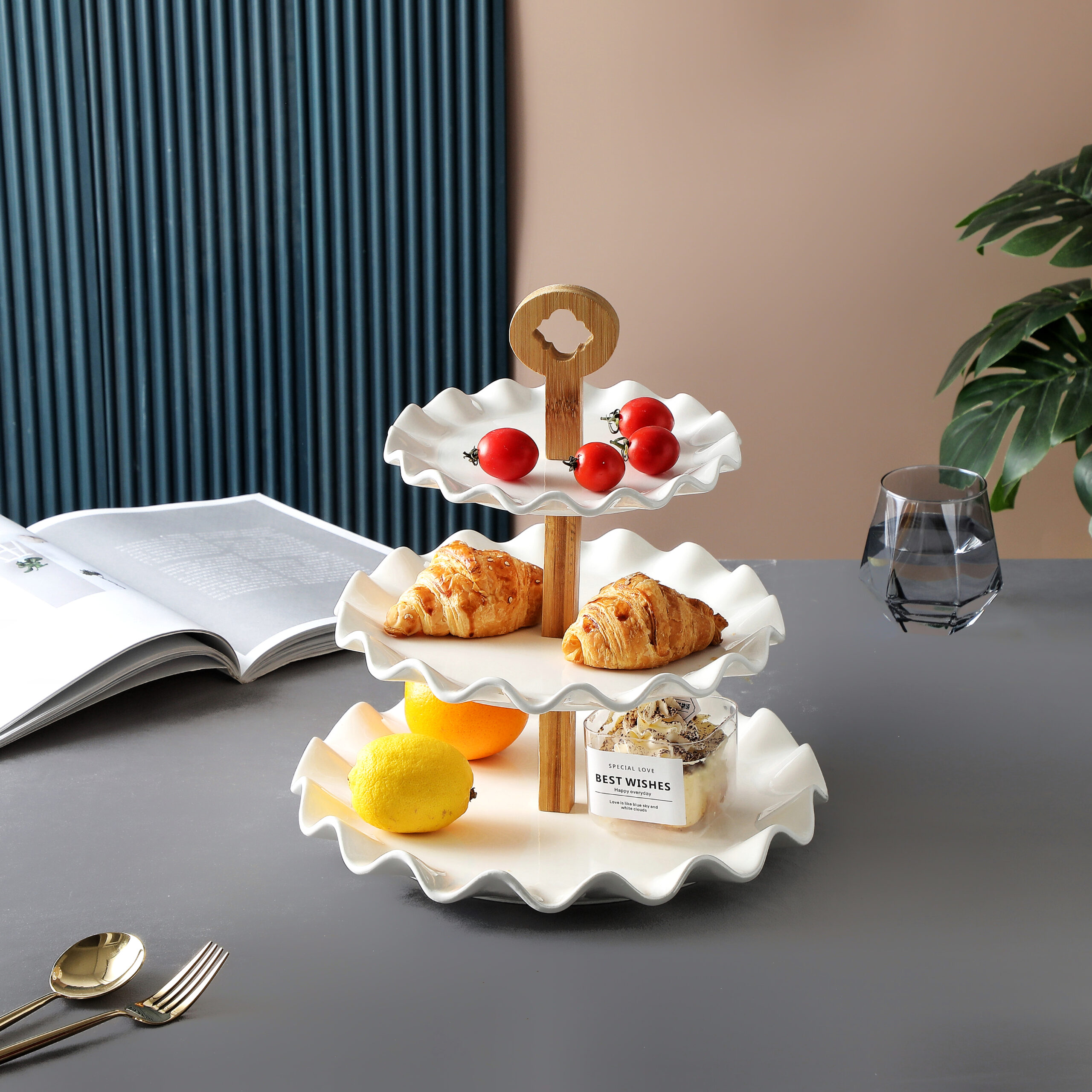 Shallow 3 Tier Porcelain Cake Stand 17cm + 24cm + 29cm White New Bone China Dessert & Serving Stand for Elegant Hosting, Ramadan, Eid, Weddings & Festive Celebrations - Image 4