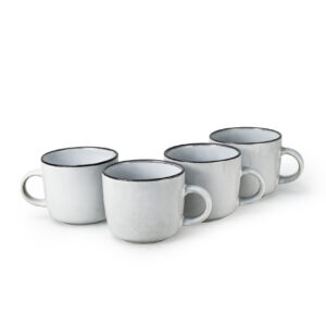 Cuisine Art Stoneware AVA 4PCS Mug Set | 385 ML Light Grey Coffee Mug Set | Durable Coffee Cup Set for Home & Office | Cups for Cappuccino, Latte, Tea & Cocoa Restaurant Coffee Mugs