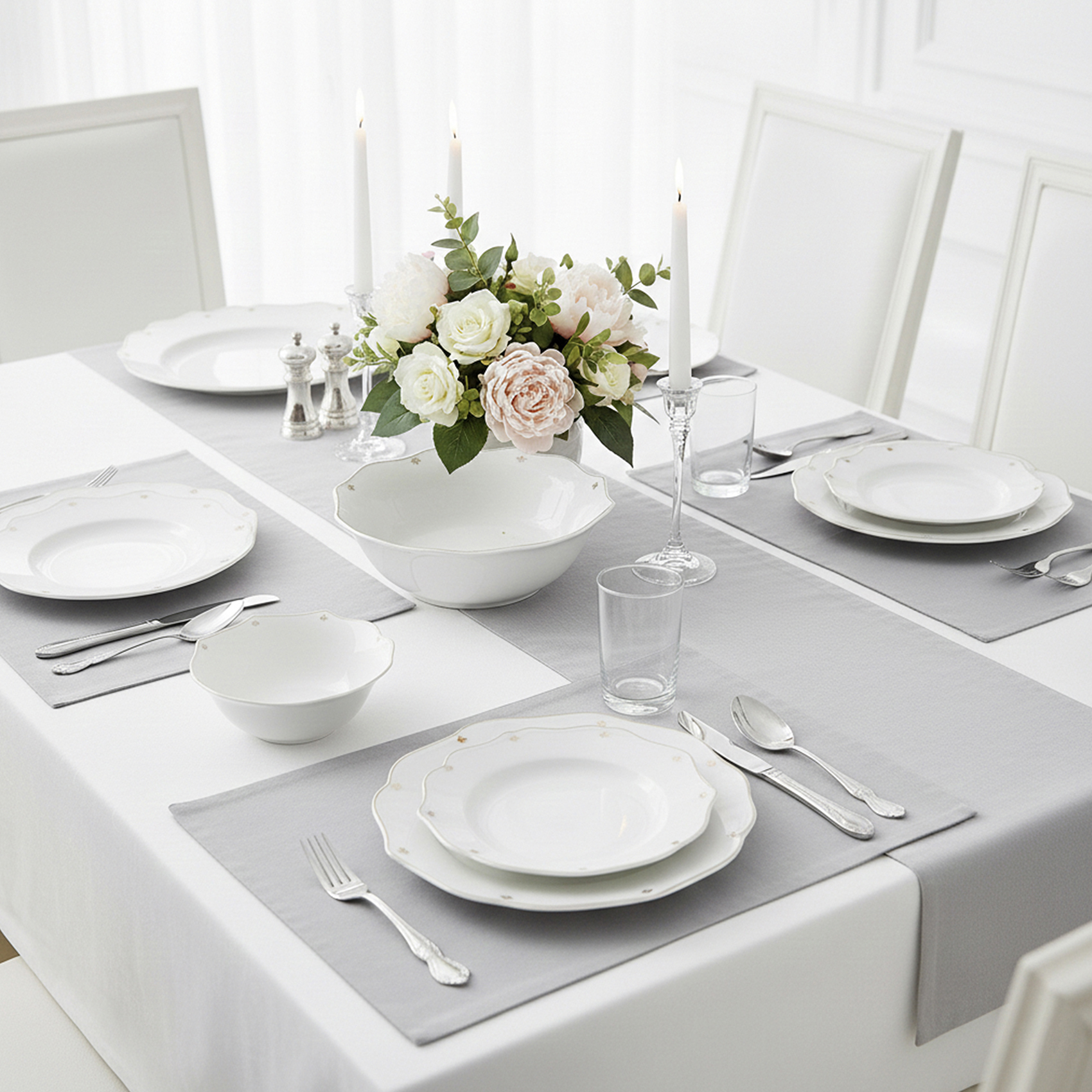Shallow SAFY 32-Pc New Bone China Dinner Set for 6 People - White with Gold-Plated Border, Elegant Crockery for Daily Use,Hosting,Ramadan,Eid&Festive Dining,Plates,Bowls,Oval Plate,tea cup - Image 2