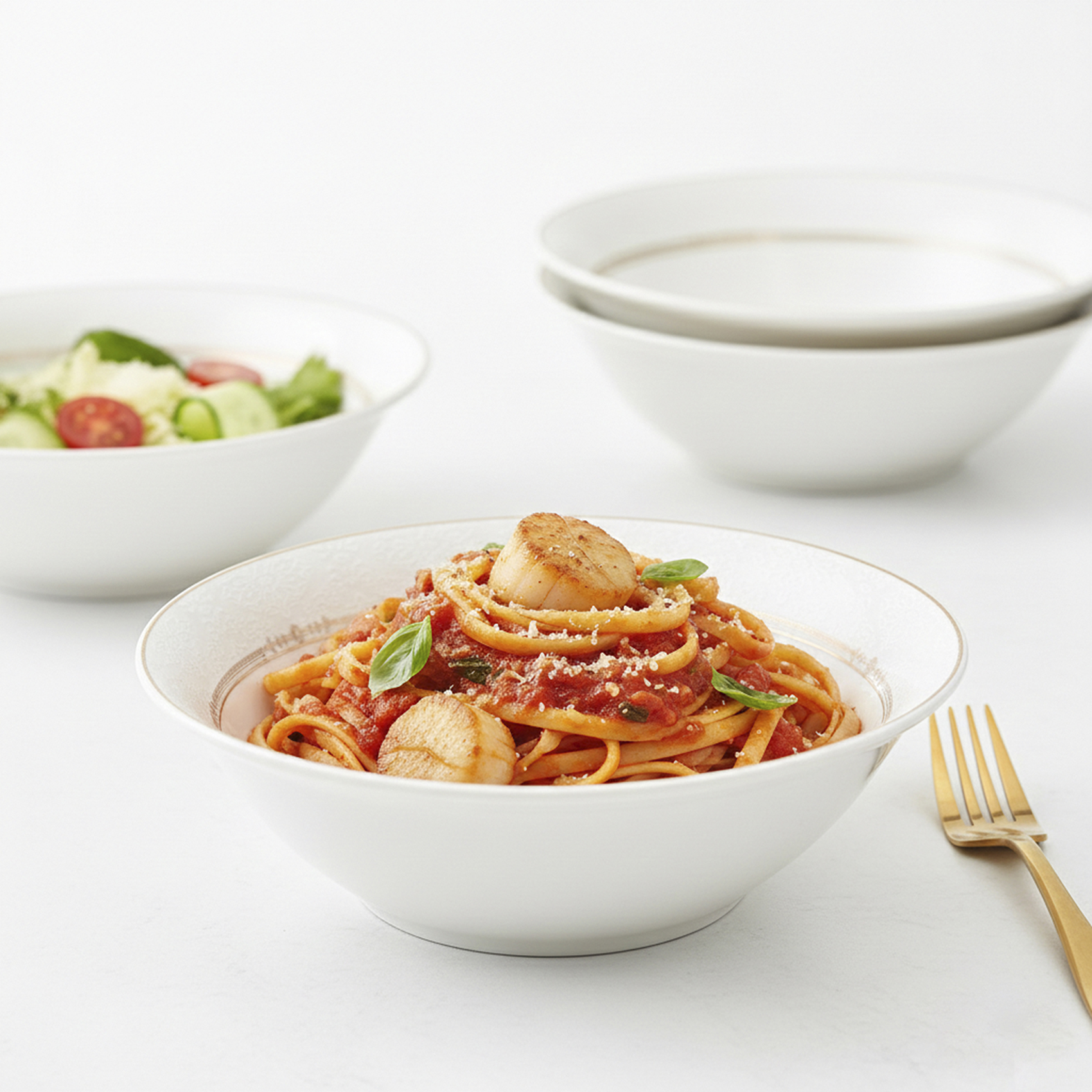 Shallow ISLA New Bone China Bowl 23 cm Large White Serving Bowl for Salads & Sharing, Elegant Tableware for Daily Use, Brunch, Ramadan, Eid, Diwali & Gifting - Image 6