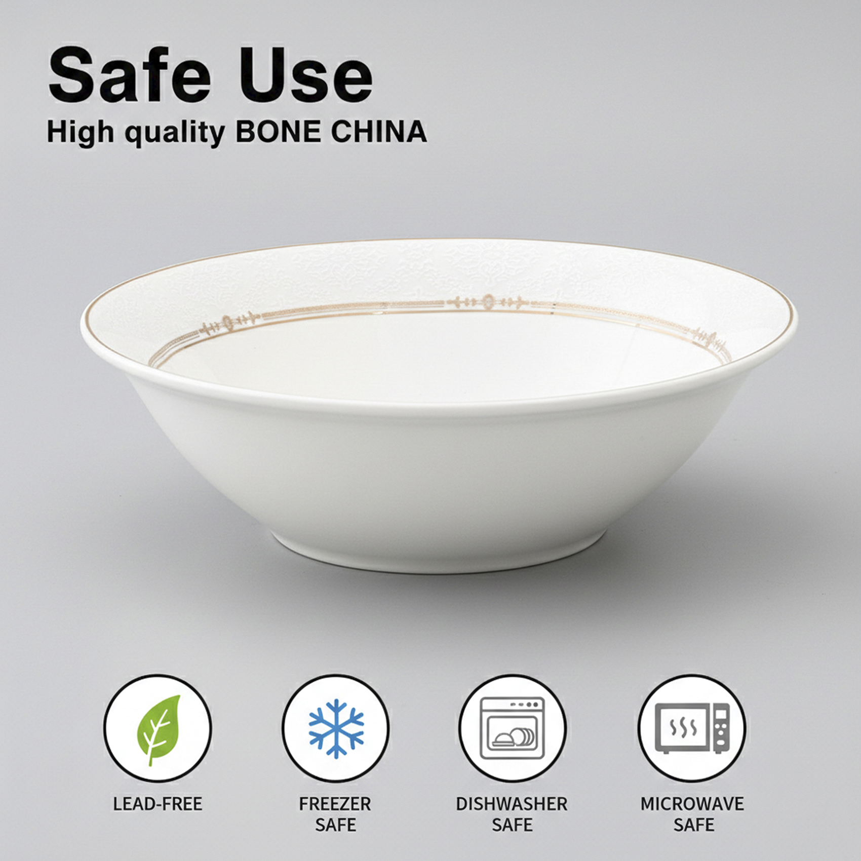 Shallow ISLA New Bone China Bowl 23 cm Large White Serving Bowl for Salads & Sharing, Elegant Tableware for Daily Use, Brunch, Ramadan, Eid, Diwali & Gifting - Image 4