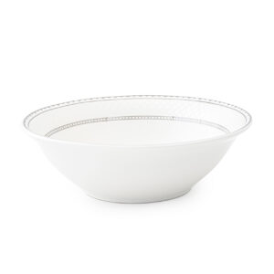 Shallow JUNA New Bone China Bowl 23 cm  Large White Serving Bowl with Subtle Texture for Salads & Sharing, Premium Tableware for Daily Use, Brunch, Ramadan, Eid, Diwali & Gifting