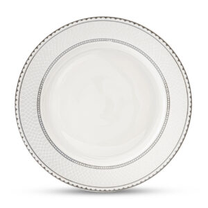 Shallow JUNA New Bone China Dinner Plate 26.7 cm  Elegant White Main Course Plate with Subtle Texture, Premium Tableware for Daily Use, Brunch, Ramadan, Eid, Diwali & Gifting