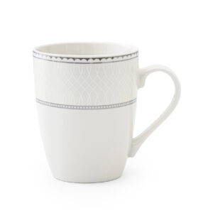 Shallow JUNA New Bone China Mug 355 ml  Elegant White Coffee & Tea Mug with Subtle Texture for Daily Use, Brunch, Coffee Station, Ramadan, Eid, Diwali & Gifting