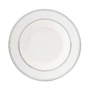 Shallow JUNA New Bone China Soup Plate 22 cm  Elegant White Deep Plate with Subtle Texture for Soups & Pasta, Premium Tableware for Daily Use, Brunch, Ramadan, Eid, Diwali & Gifting