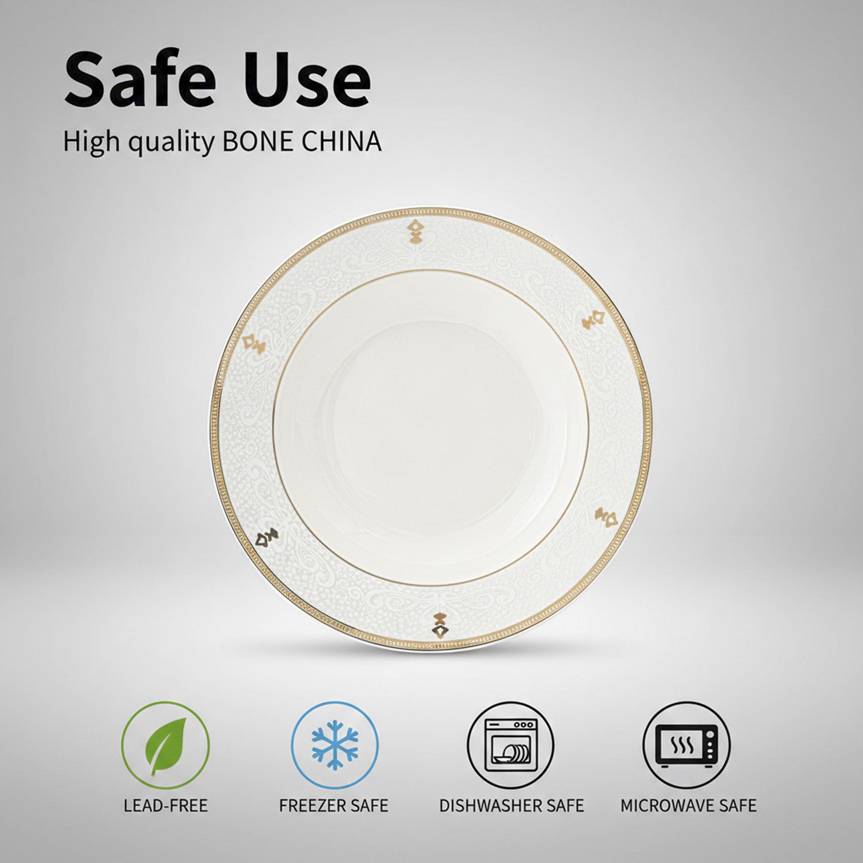 Shallow ZAYA New Bone China Soup Plate 22 cm Elegant White Deep Plate for Soups & Pasta, Premium Tableware for Daily Use, Brunch, Ramadan, Eid, Diwali & Gifting - Image 4