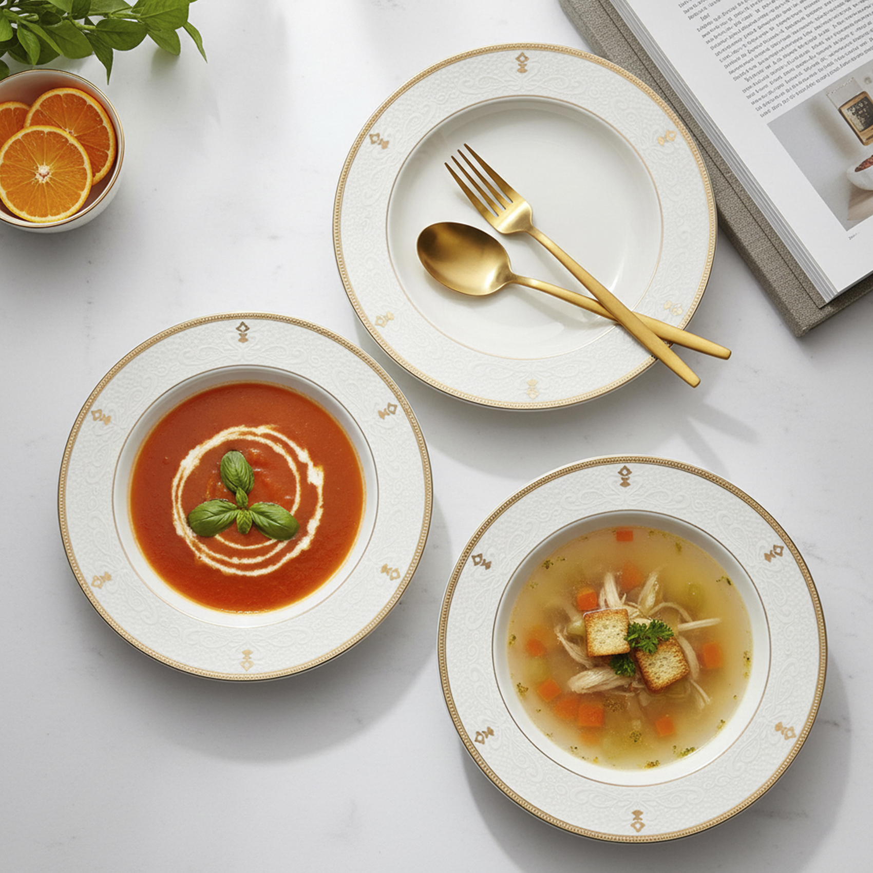 Shallow ZAYA New Bone China Soup Plate 22 cm Elegant White Deep Plate for Soups & Pasta, Premium Tableware for Daily Use, Brunch, Ramadan, Eid, Diwali & Gifting - Image 5