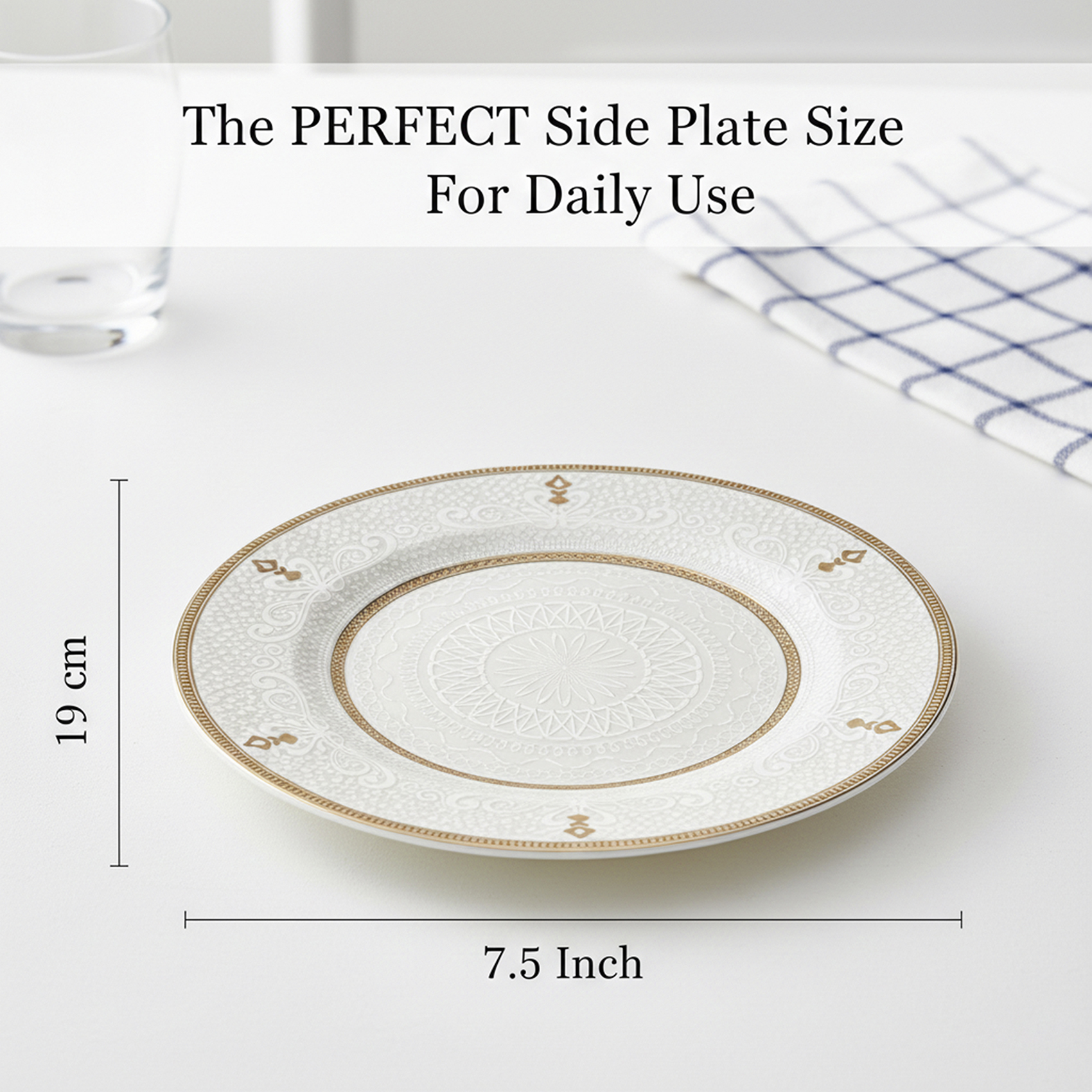 Shallow ZAYA New Bone China Dessert Plate 19 cm Elegant White Side Plate for Desserts & Starters, Premium Tableware for Daily Use, Brunch, Ramadan, Eid, Diwali & Gifting - Image 2