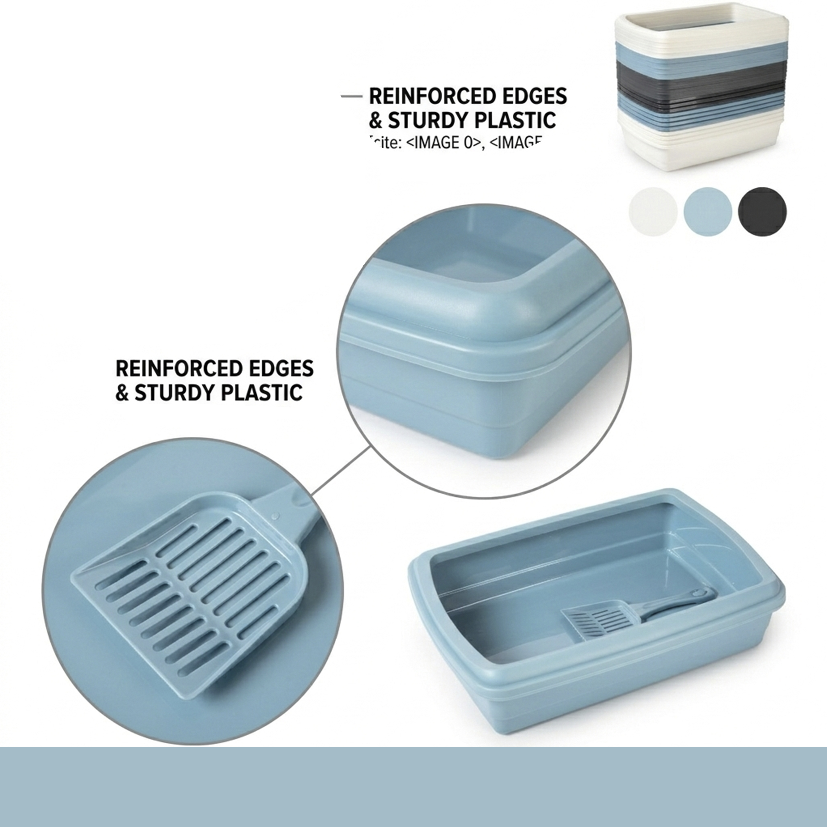 Plastic Forte Plastic Cat Litter Tray with Ergonomic Scoop, Durable Easy-Clean Pet Litter Pan, Nesting Design Space-Saving Cat Toilet Tray for All Cats, 47 x 31 x 11 cm, Assorted Colors - Image 5