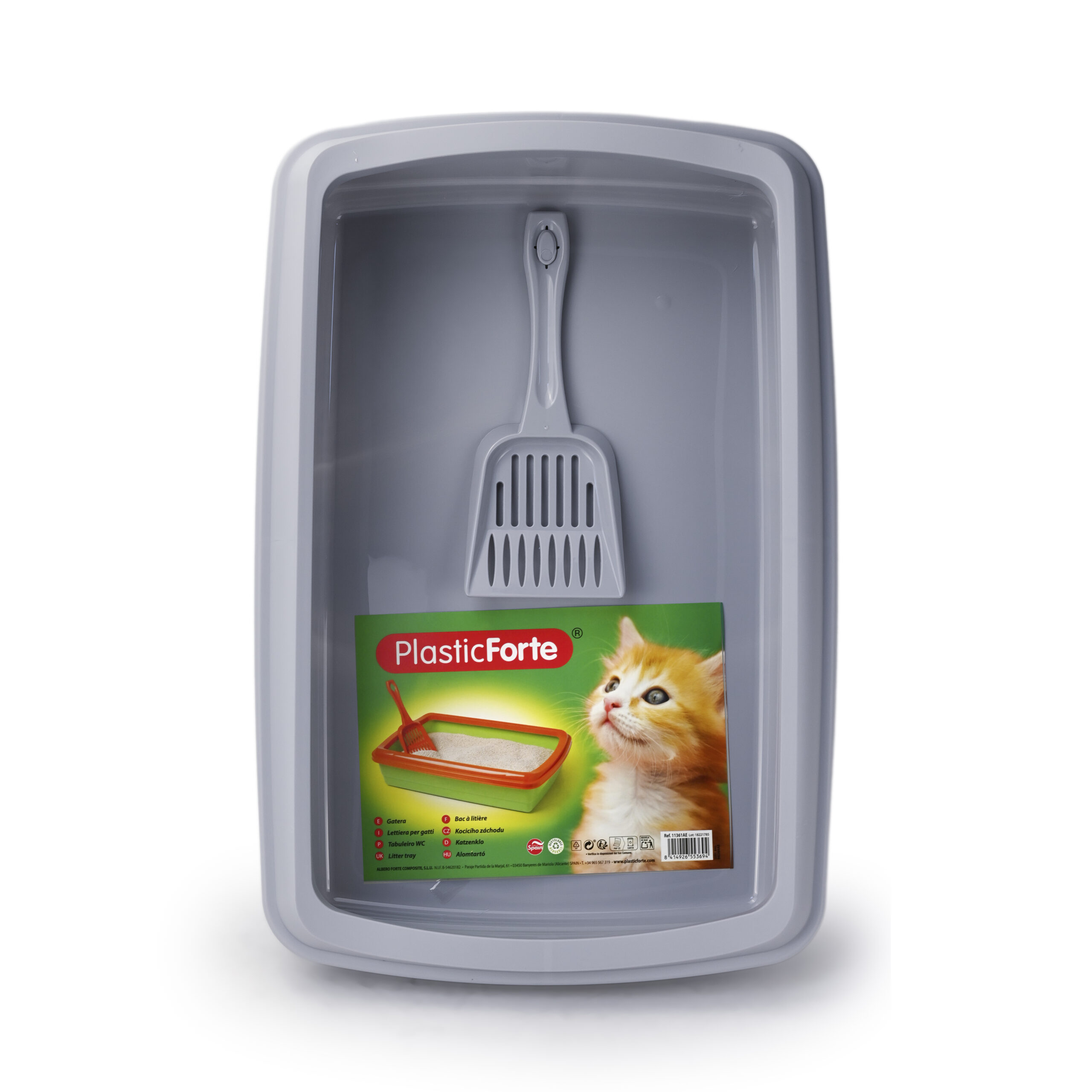 Plastic Forte Plastic Cat Litter Tray with Ergonomic Scoop, Durable Easy-Clean Pet Litter Pan, Nesting Design Space-Saving Cat Toilet Tray for All Cats, 47 x 31 x 11 cm, Assorted Colors - Image 7