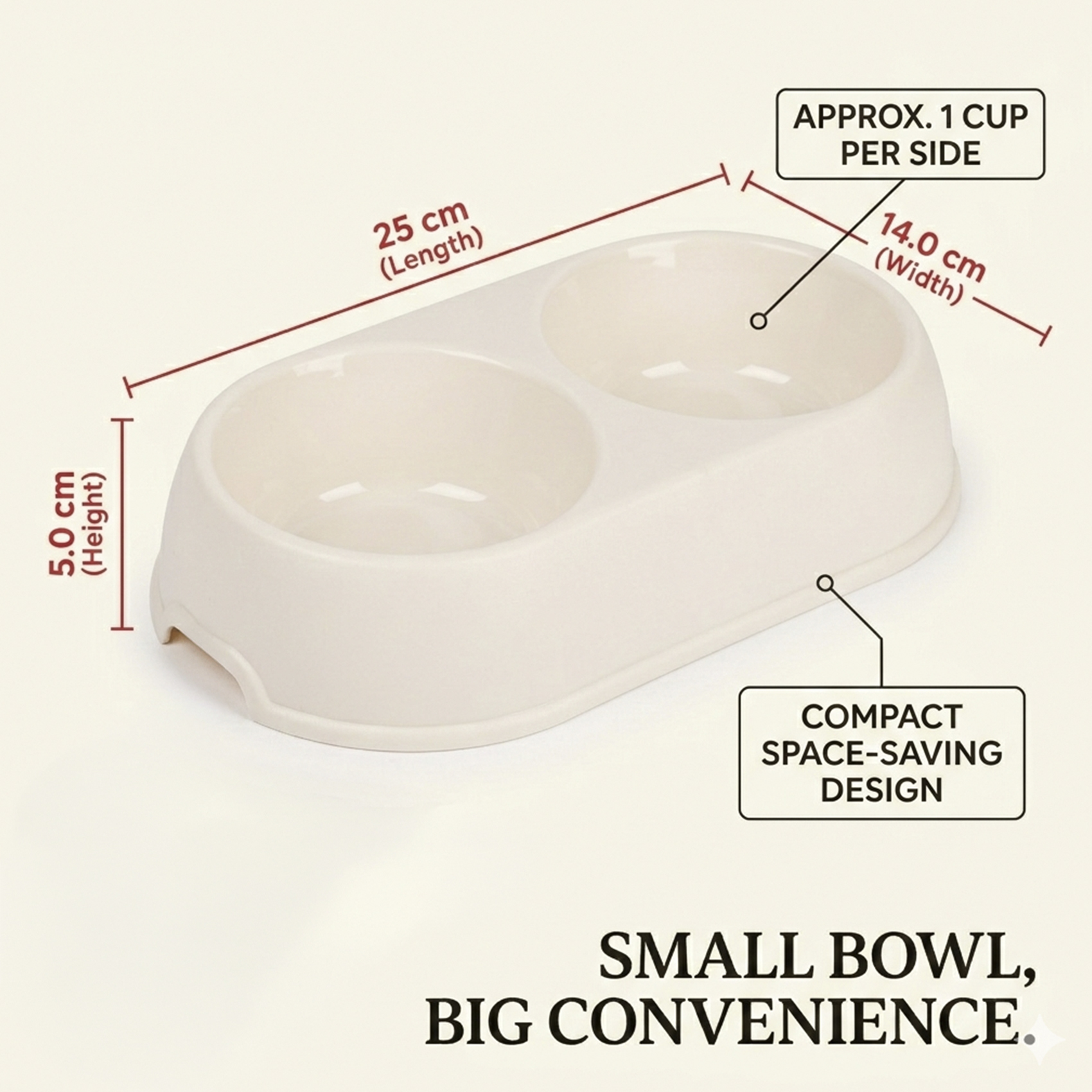 Plastic Forte Double Pet Bowl Dana, Plastic Food & Water Feeding Bowl for Cats & Small Dogs, Dual Pet Feeding Dish, Durable Easy-Clean Pet Feeder Non-Slip Design, 25 x 14 x 5 cm, Assorted Colors - Image 4