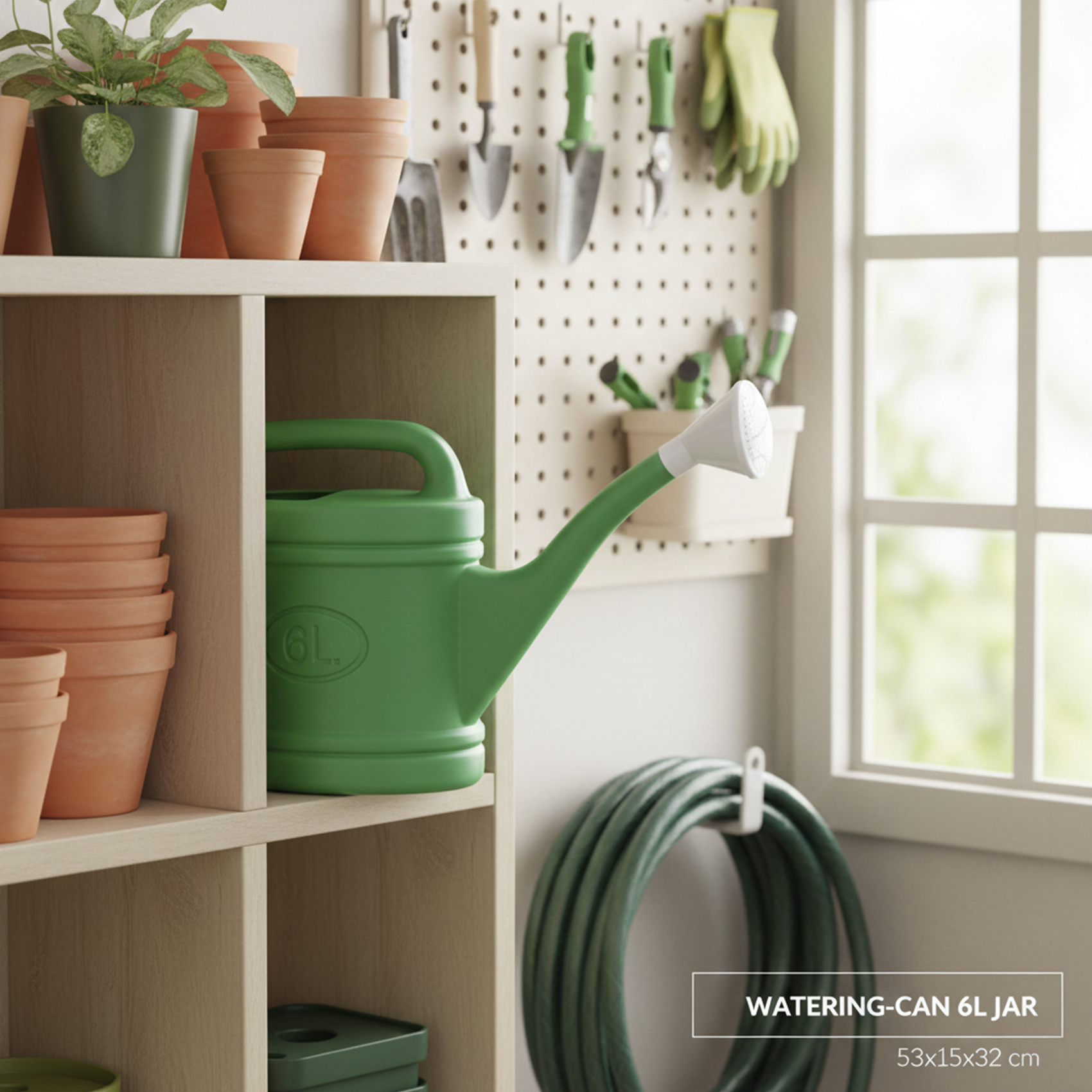 Plastic Forte 6L Garden Watering Can, Plastic Watering Can with Long Spout for Indoor & Outdoor Plants, Balcony&Home Plants, Ergonomic Handle, 53 x 15 x 32 cm, Green - Image 6