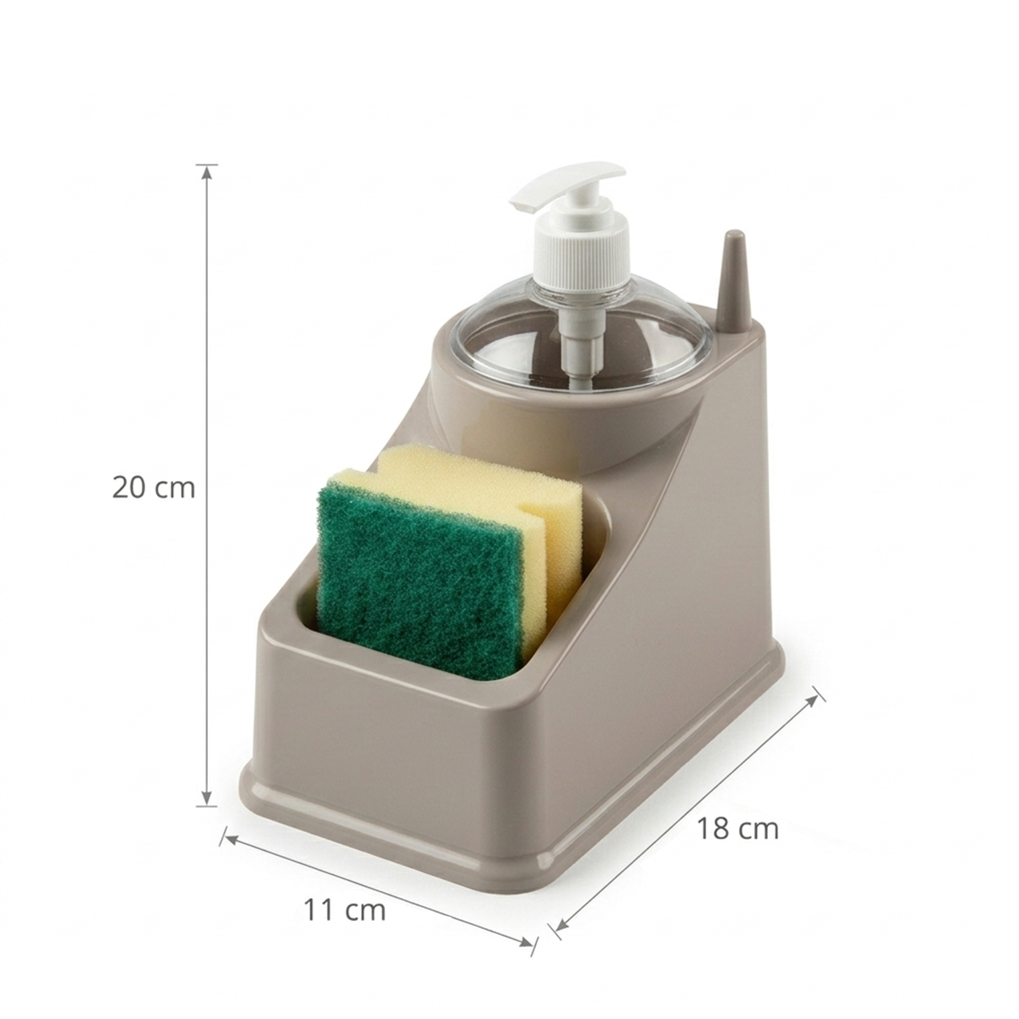 Plastic Forte Dishwashing Soap Dispenser with Sponge Holder, Square Kitchen Sink Soap Pump with Integrated Sponge Caddy, Non-Slip Base Dish Soap Dispenser for Kitchen Sink, 18x11x20 cm, Assorted Color - Image 4