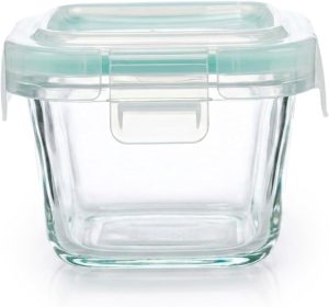 Cuisine Art 140ml Square Glass Food Storage Container  Airtight Leak-Proof Locking Lid  Premium Borosilicate Small Glass Jar for Spices & Sauces  Stackable & Space-Saving Kitchen Organizer