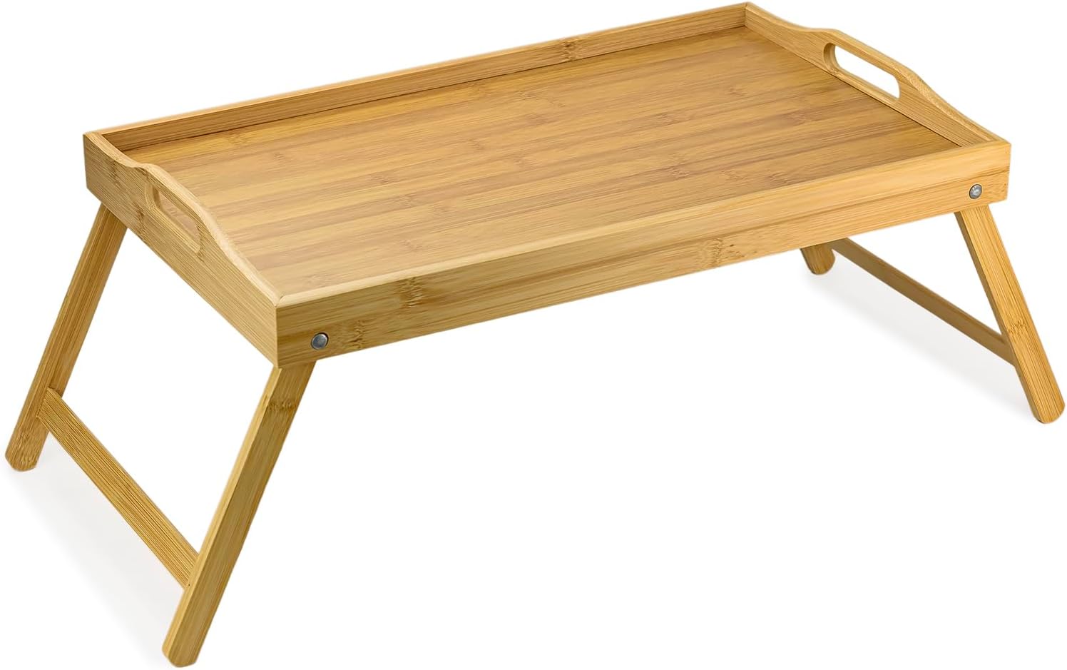Cuisine Art 2-in-1 Foldable Bamboo Bed Tray Table 30x50cm Portable Laptop Desk & Serving Tray with Handles Dual-Purpose Breakfast in Bed Stand Space-Saving Sustainable Wood Design
