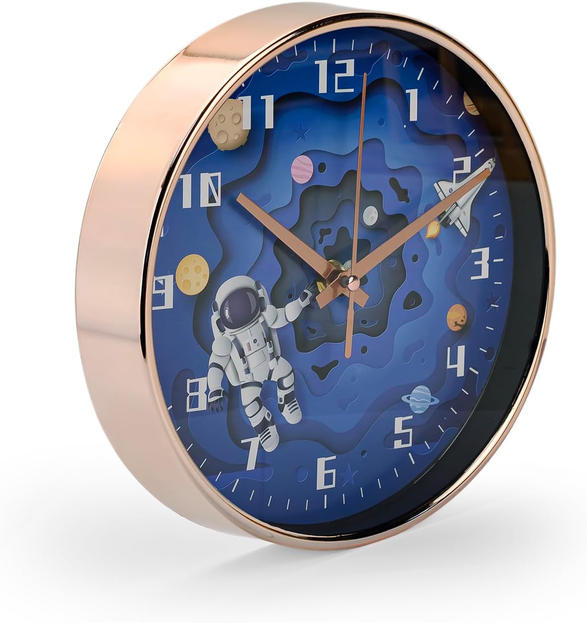 Cuisine Art Astronaut Wall Clock Silent Non-Ticking Sweep Movement 3D Astro Space Character Design for Kids & Nursery 20cm Round Decorative Timepiece - Image 4