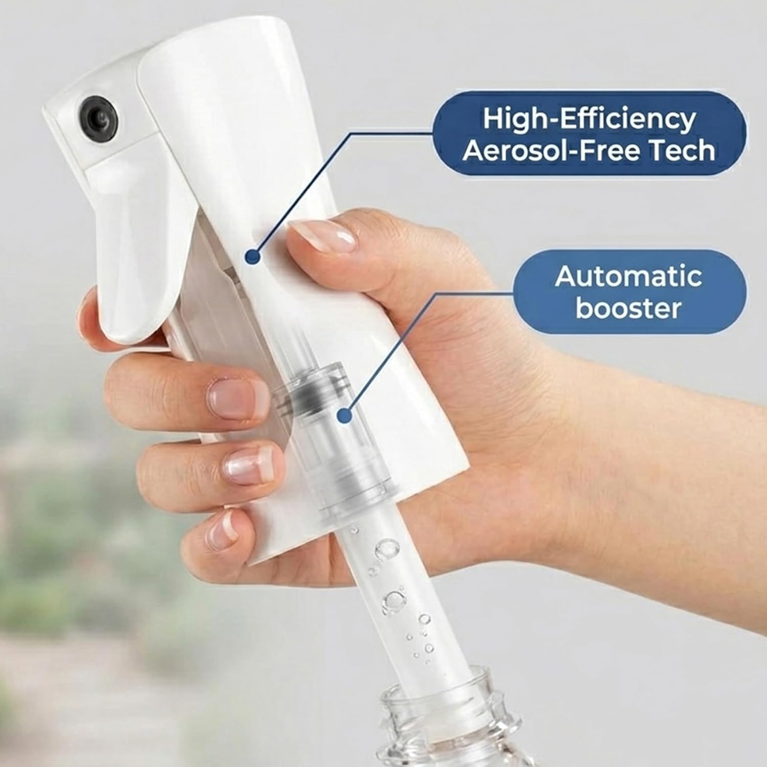 Cuisine Art 300ml Continuous Mist Spray Bottle, Ultra-Fine Sprayer with Automatic Booster Airless Design, Leak-Proof For Hair Styling, Skin Care, Make-Up, Plants, Cleaning & Fitness White - Image 6