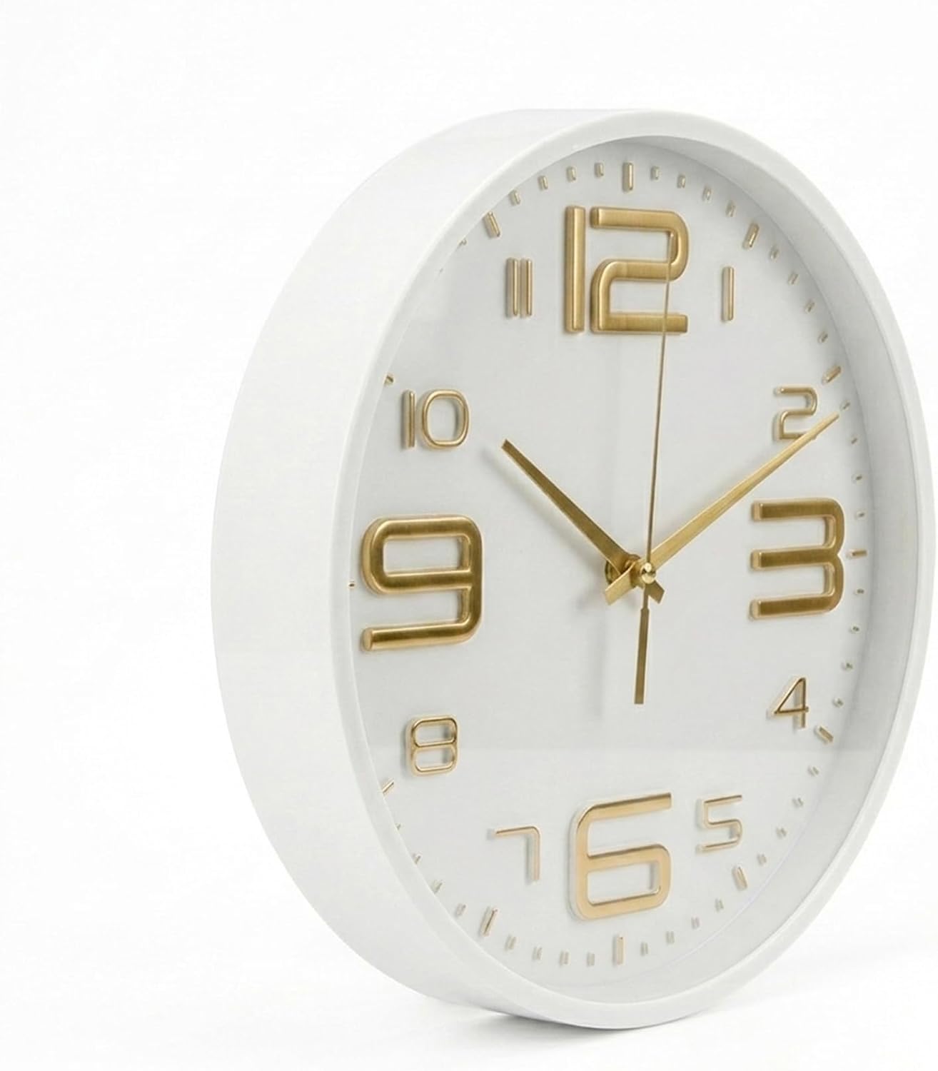 25cm Round Wall Clock Minimalist White Frame with Large Easy-to-Read Numbers 10-Inch Circular Timepiece for Home, Kitchen, Office & Classroom - Image 4