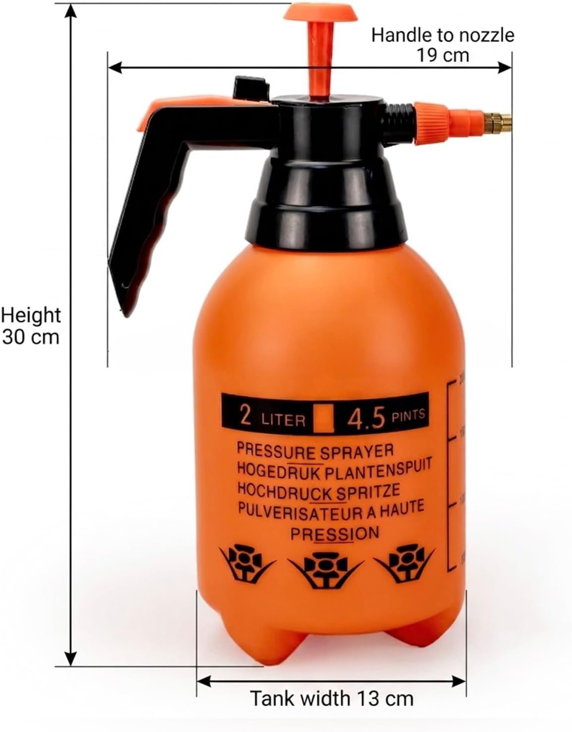 Cuisine Art 2-Litre Garden Pump Pressure Sprayer, Handheld 2L Spray Bottle with Brass Adjustable Nozzle, Trigger Lock & Scale, Fine Mist to Jet Stream for Plants, Weeds, Pest Control & Cleaning - Image 3