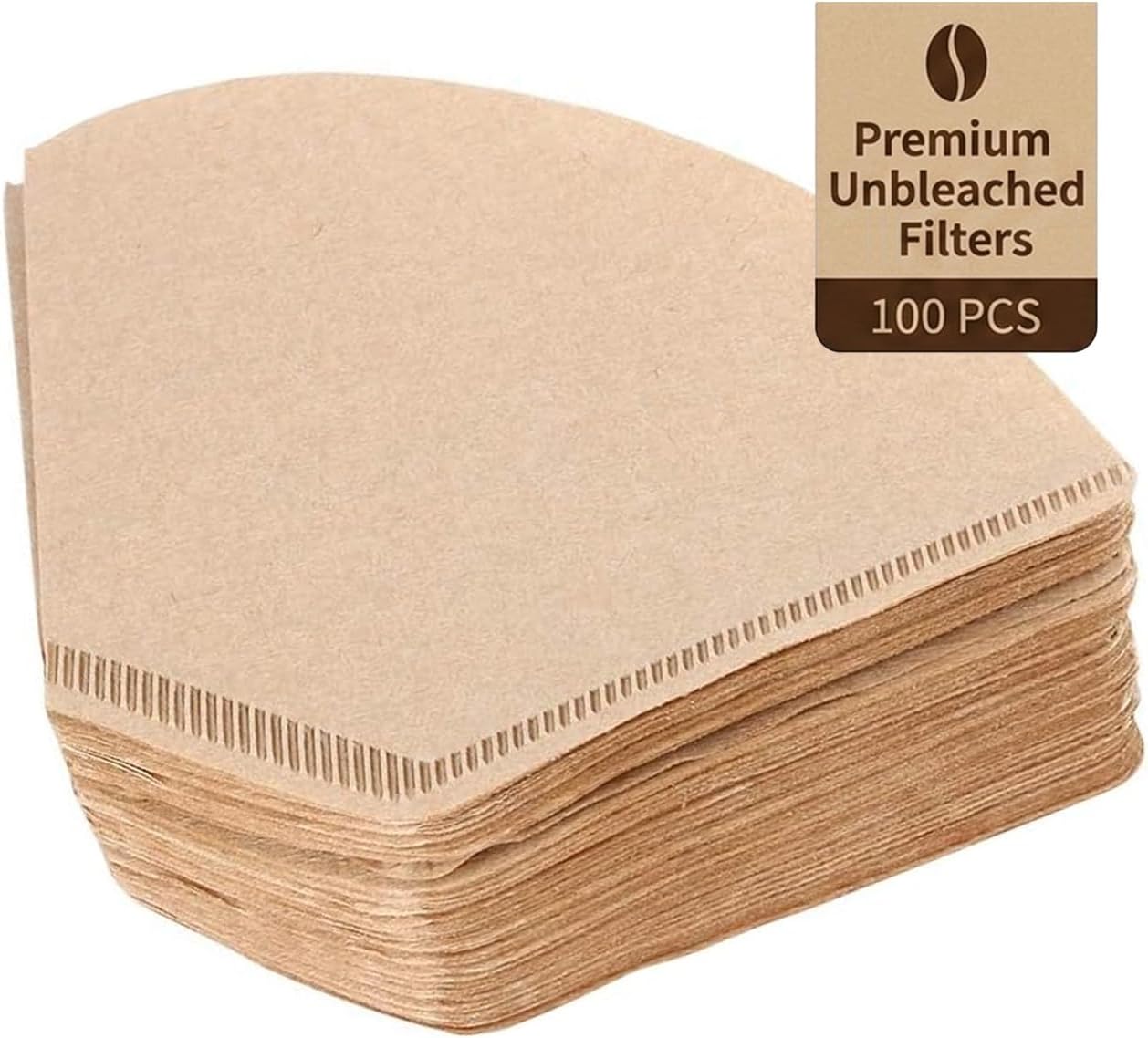 Cuisine Art 100-Piece Unbleached Coffee Filter Papers Natural Wood Pulp V60 Cone Filters Disposable Paper for Pour Over Drippers Fits 2-4 Cups Chemical-Free & Biodegradable (Beige)