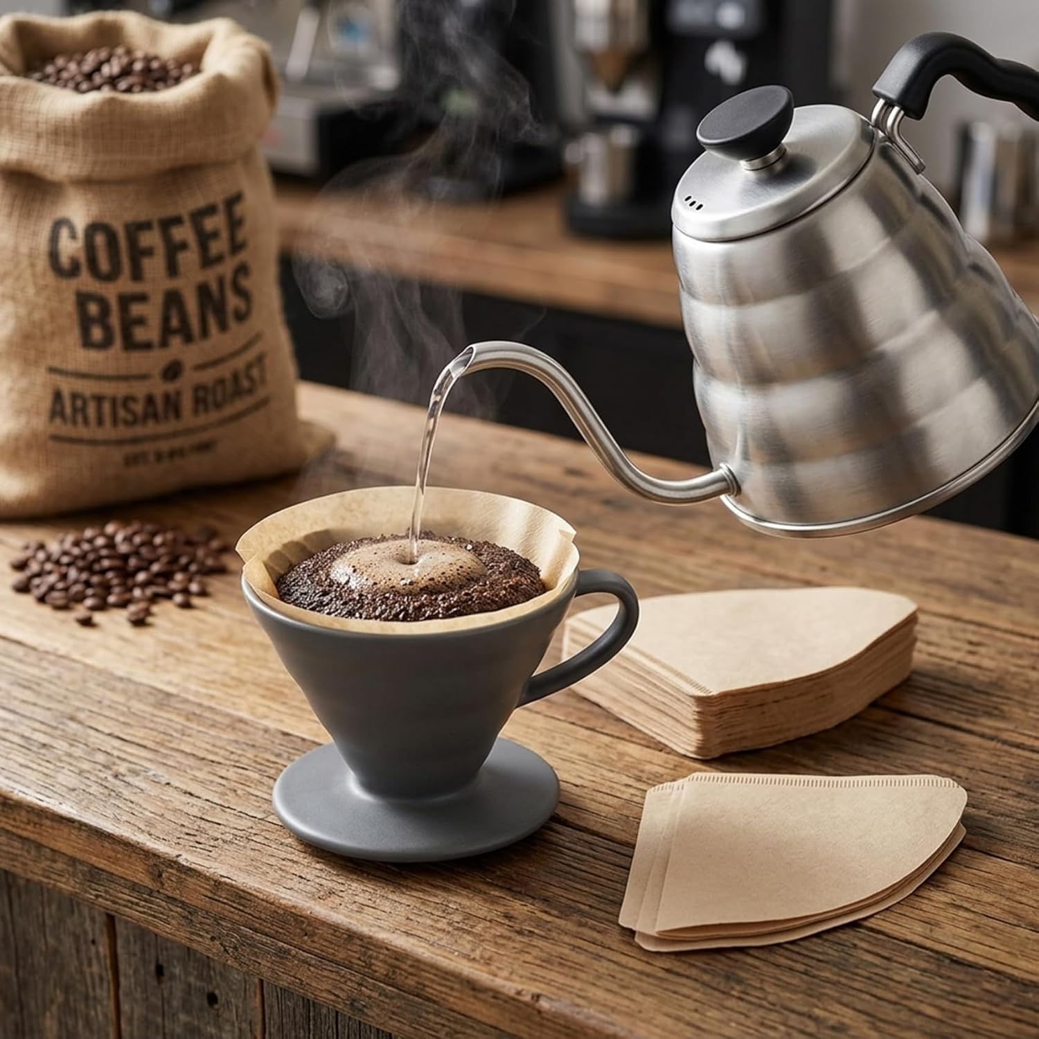 Cuisine Art 100-Piece Unbleached Coffee Filter Papers Natural Wood Pulp V60 Cone Filters Disposable Paper for Pour Over Drippers Fits 2-4 Cups Chemical-Free & Biodegradable (Beige) - Image 3