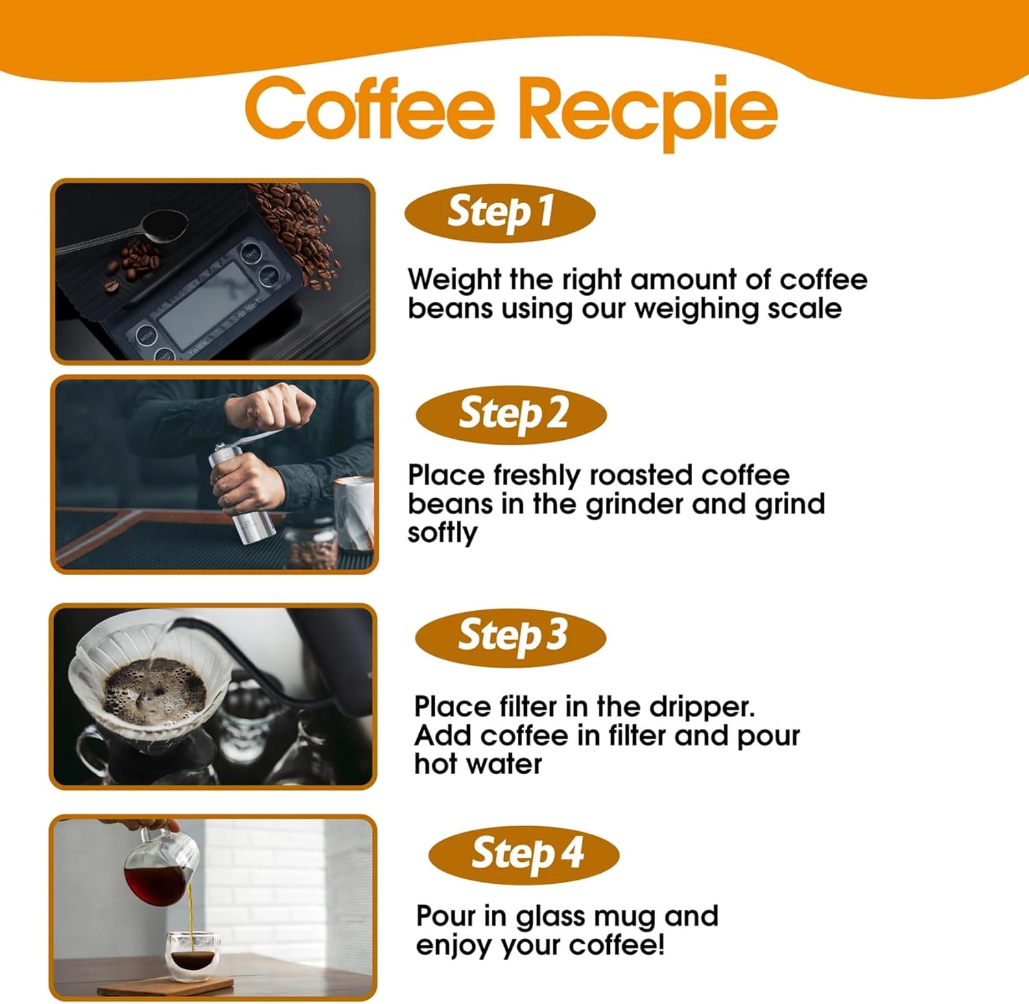 Cuisine Art Professional V60 Coffee Kit 9-Piece All-in-One Barista Set Includes Kettle, Manual Grinder, Glass Server, Digital Timer Scale & Double-Wall Cup Portable Hard-Shell Travel Case - Image 4
