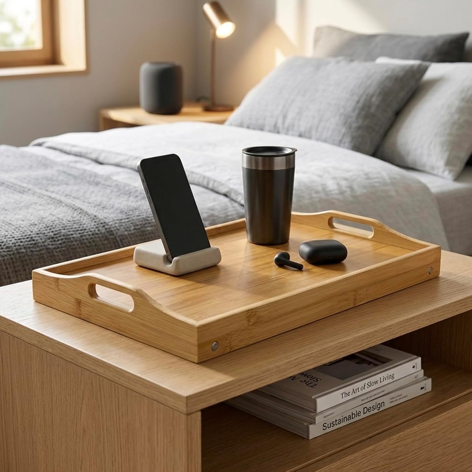 Cuisine Art 2-in-1 Foldable Bamboo Bed Tray Table 30x50cm Portable Laptop Desk & Serving Tray with Handles Dual-Purpose Breakfast in Bed Stand Space-Saving Sustainable Wood Design - Image 6