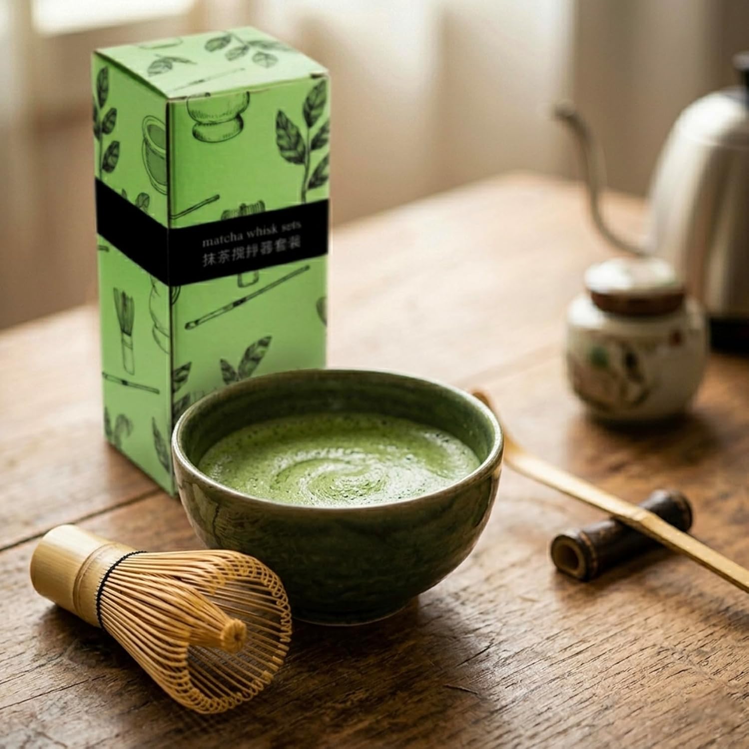 Cuisine Art 2-Piece Bamboo Matcha Whisk Set Includes Bamboo Whisk (Chasen) and Hooked Scoop (Chashaku) 100% Handmade Traditional Tools for Preparing Authentic Matcha Tea Beige - Image 4